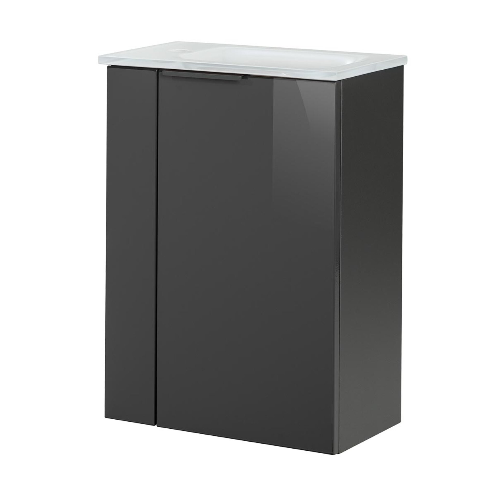 Fackelmann SBC LUNA Gäste WC Set 2-teilig 45 cm, Anthrazit, rechts, Glas Weiß Fackelmann SBC LUNA Gäste WC Set 2-teilig 45 cm, Anthrazit, rechts, Glas Weiß