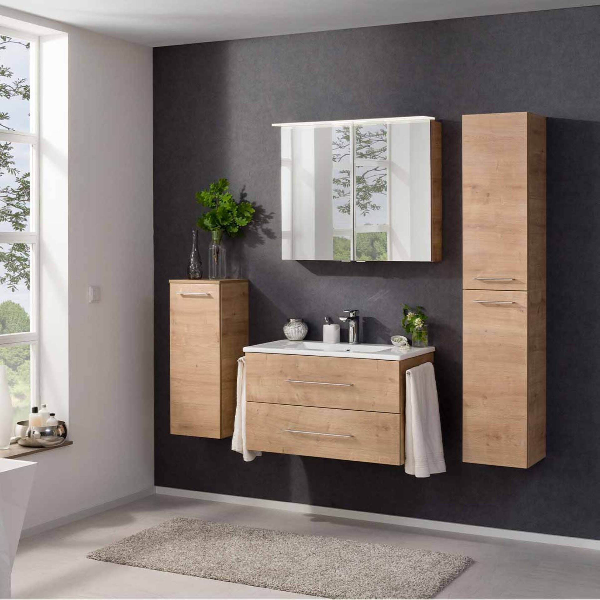 FACKELMANN B.PERFEKT Hochschrank und Midischrank 31 cm breit, Braun hell