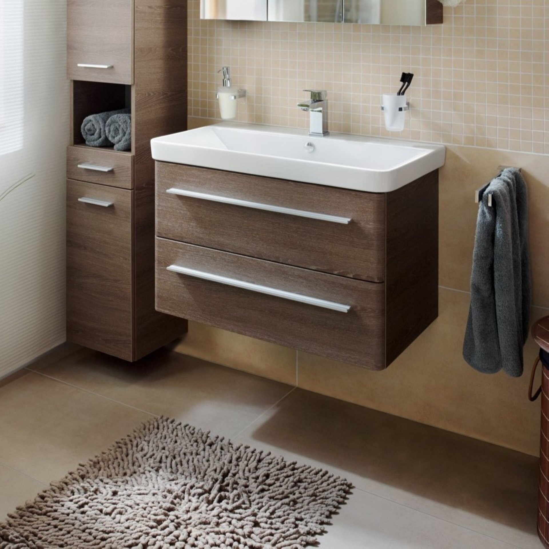 Lanzet K8 Waschtischunterschrank 76 cm Dunkelbraun Lanzet K8 Waschtischunterschrank 76 cm Dunkelbraun