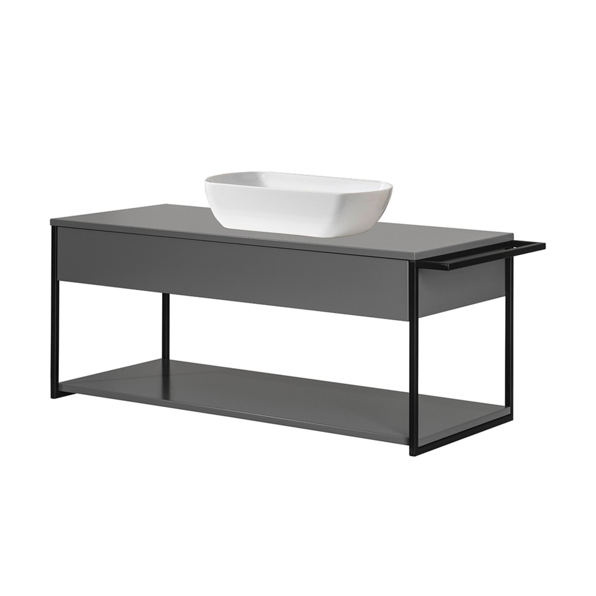 Fackelmann NEW YORK Badmöbel Set 2-teilig, 108 cm, Grau, Keramik Weiß Fackelmann NEW YORK Badmöbel Set 2-teilig, 108 cm, Grau, Keramik Weiß
