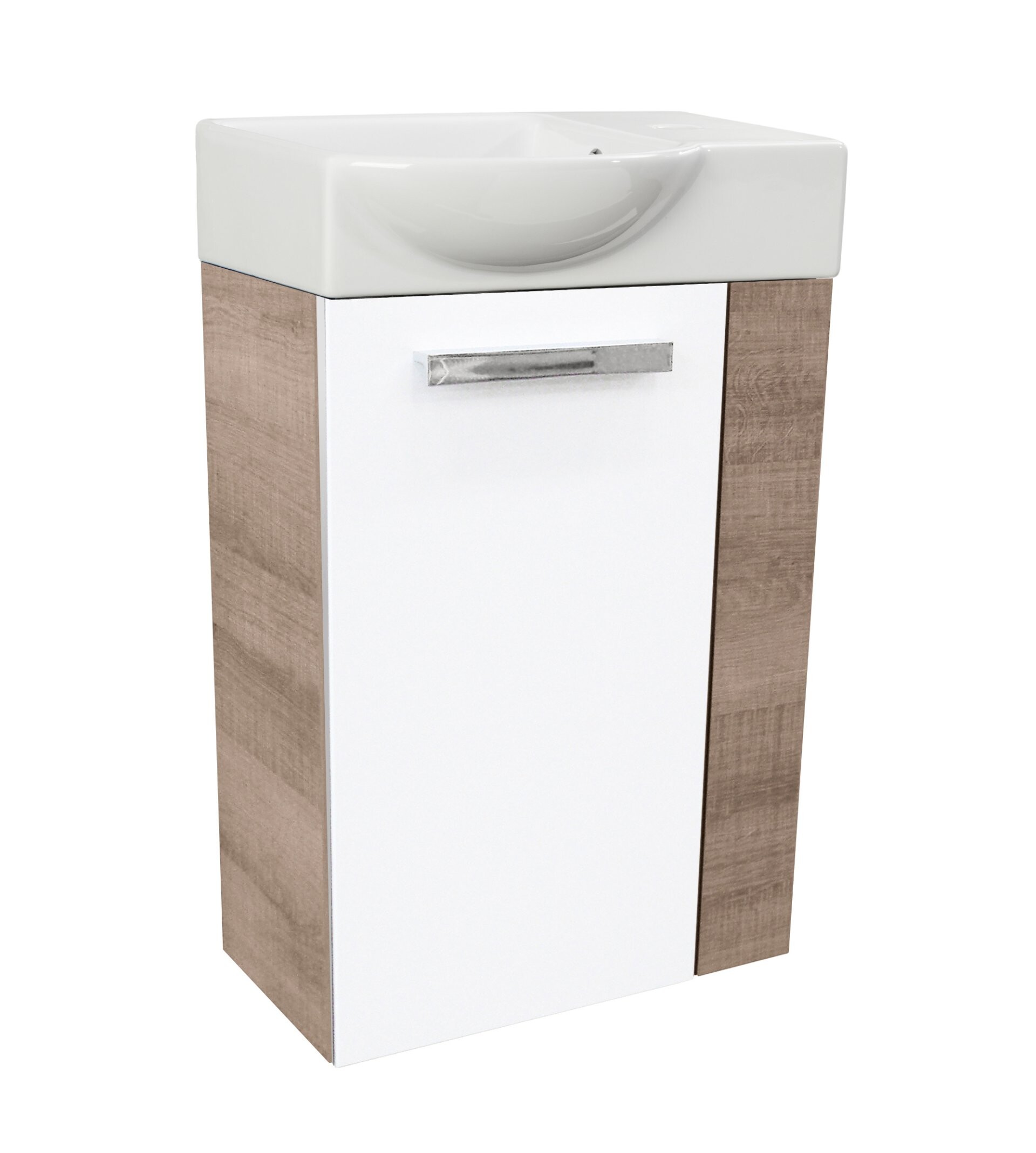 Fackelmann SBC A-VERO Gäste WC Set 2-teilig 45 cm, Braun hell/Weiß, links, Keramik Hahnloch rechts Fackelmann SBC A-VERO Gäste WC Set 2-teilig 45 cm, Braun hell/Weiß, links, Keramik Hahnloch rechts