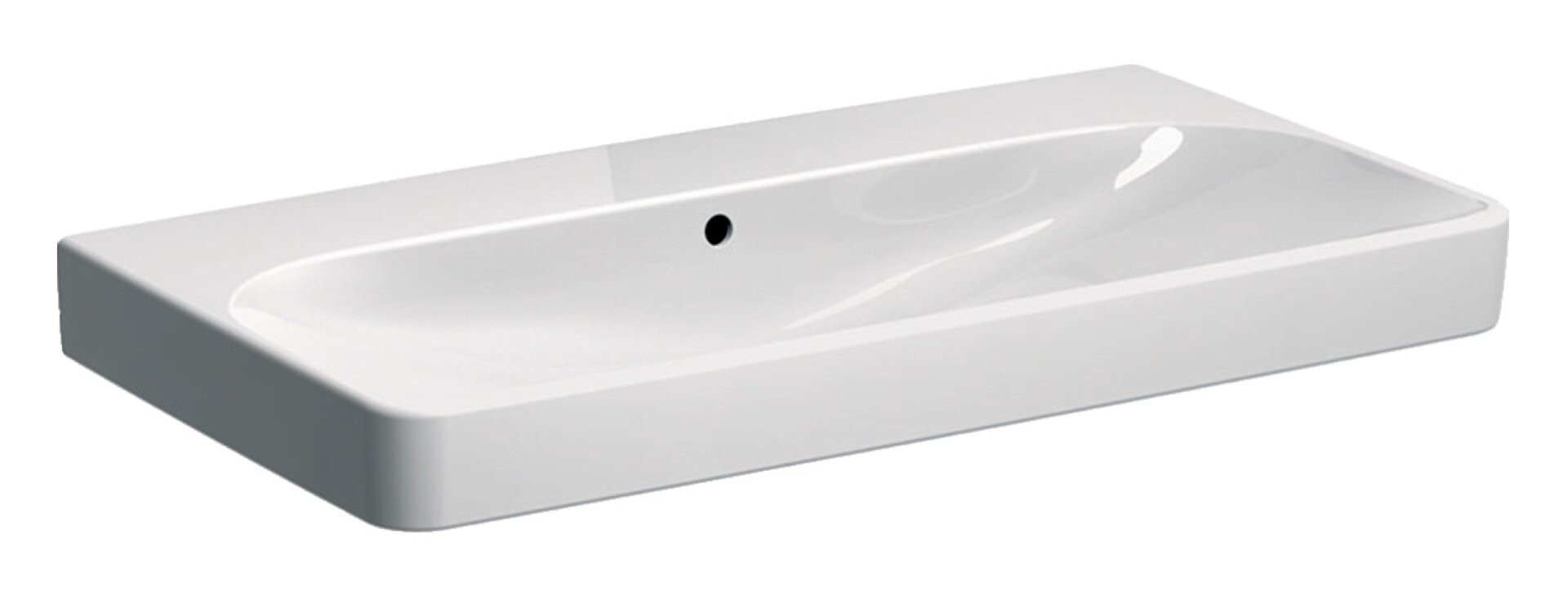 GEBERIT SMYLE SQUARE Waschbecken Keramik 90 cm breit, Weiß, ohne Hahnloch GEBERIT SMYLE SQUARE Waschbecken Keramik 90 cm breit, Weiß, ohne Hahnloch