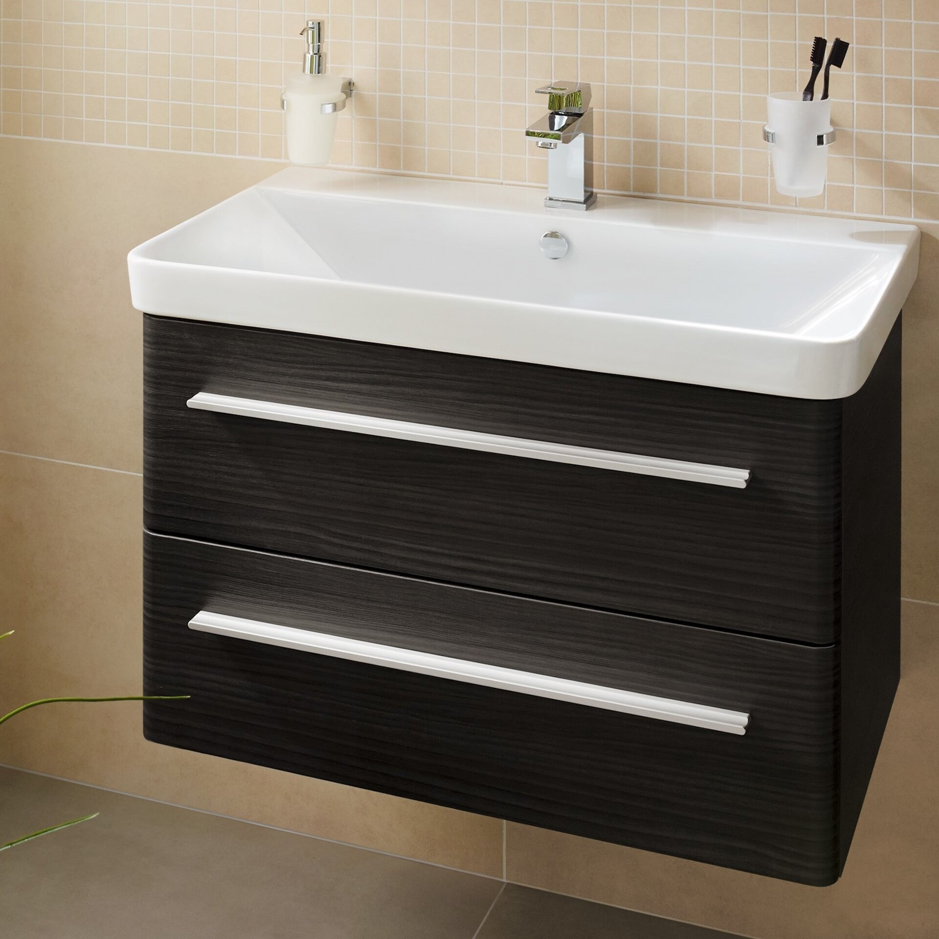 Lanzet K8 Badmöbel Set 2-teilig, 80 cm, Schwarz Lanzet K8 Badmöbel Set 2-teilig, 80 cm, Schwarz