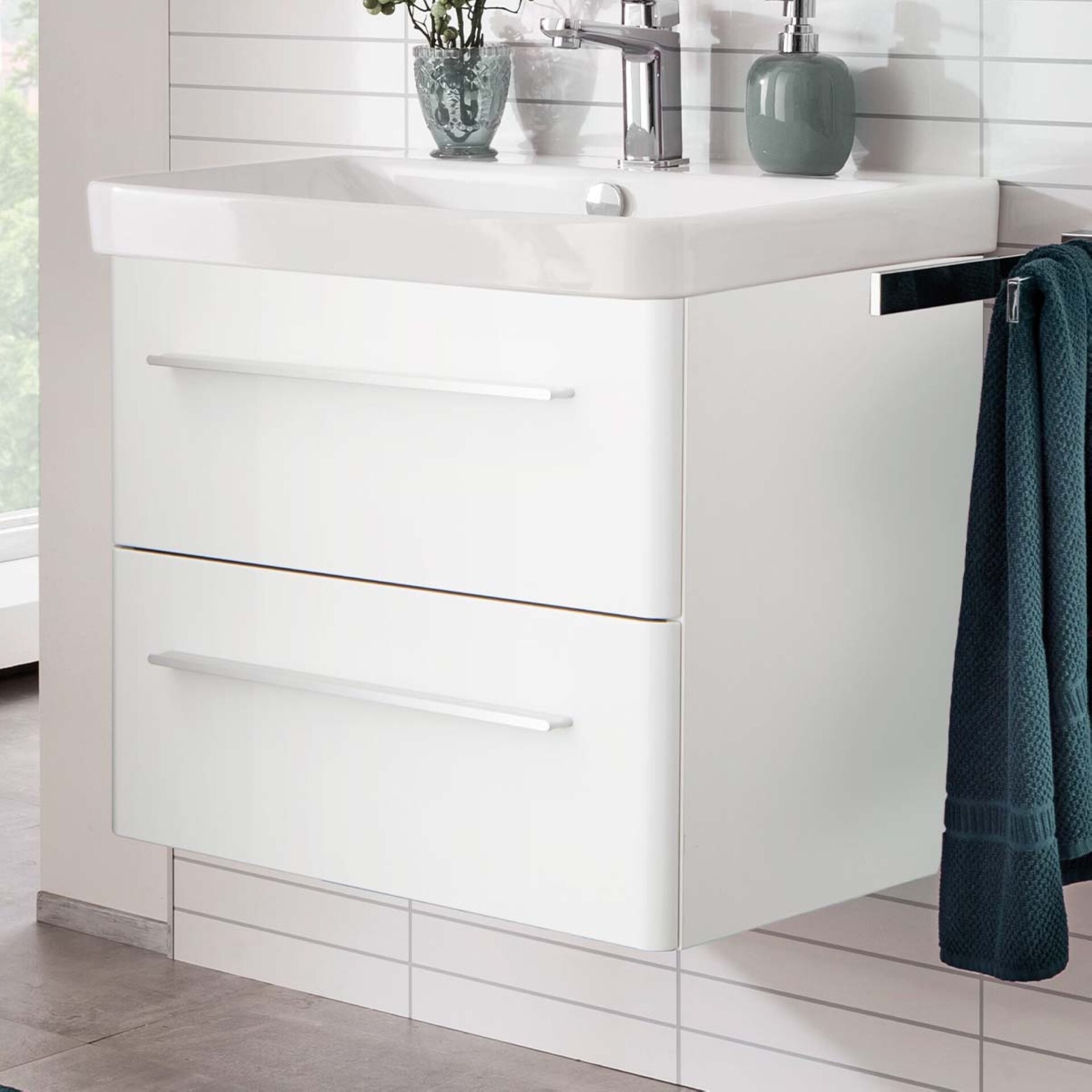 LANZET K8 Badmöbel Set 2-teilig, 60 cm, Weiß, Keramikbecken LANZET K8 Badmöbel Set 2-teilig, 60 cm, Weiß, Keramikbecken