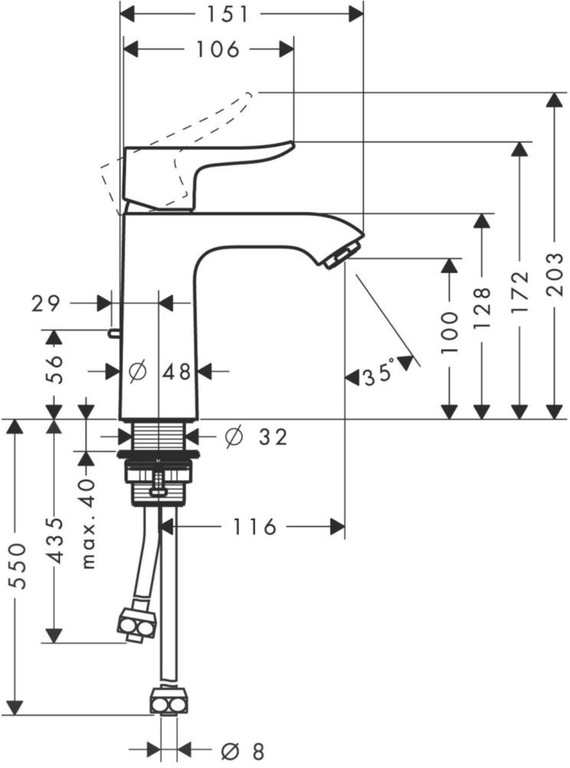 HANSGROHE METRIS 110 Waschtischarmatur, Chrom, mit Ablaufgarnitur, mit Niederdruck
