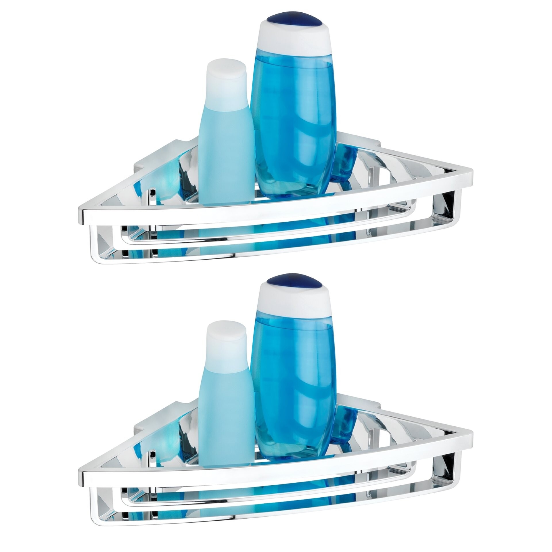WENKO BRALIA Dusch Eckablage, Chrom, 2er Set, Befestigen ohne bohren, Power-Loc®