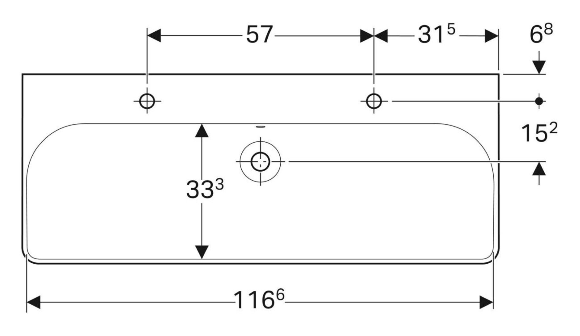 GEBERIT SMYLE SQUARE Doppel-Waschbecken Keramik 120 cm breit, Weiß, zwei Hahnlöcher, KeraTect GEBERIT SMYLE SQUARE Doppel-Waschbecken Keramik 120 cm breit, Weiß, zwei Hahnlöcher, KeraTect