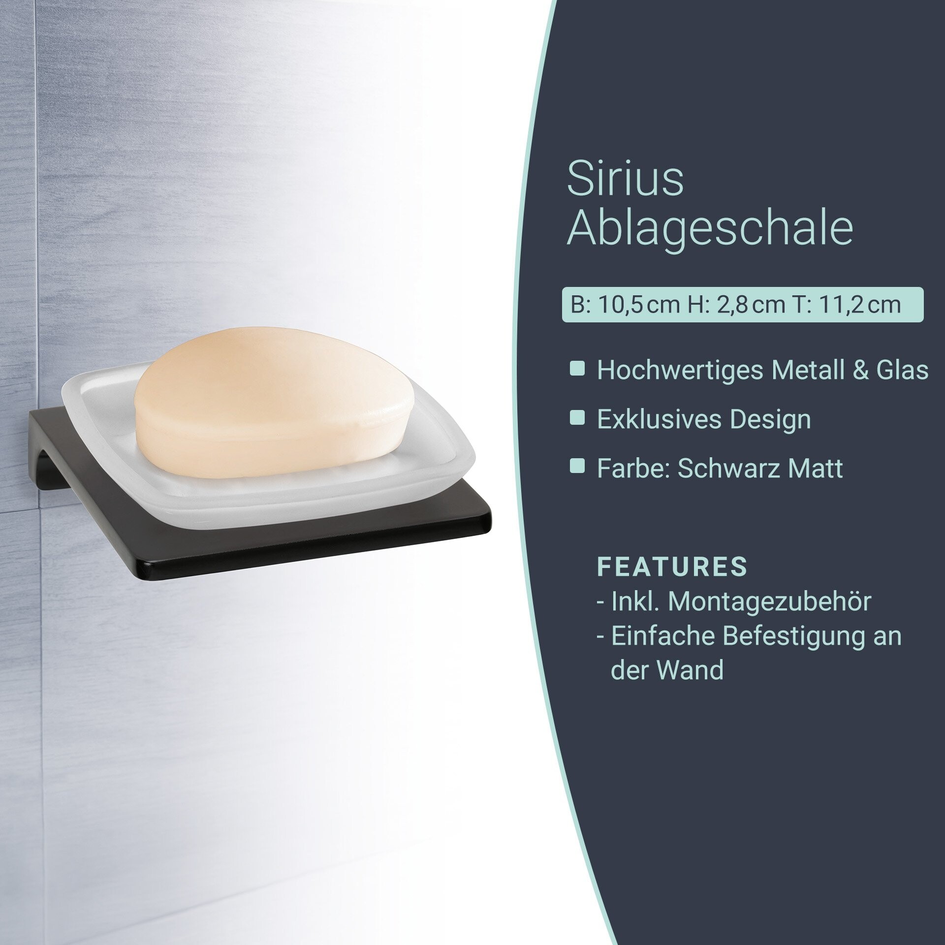 BadeDu SIRIUS Ablageschale Schwarz matt BadeDu SIRIUS Ablageschale Schwarz matt