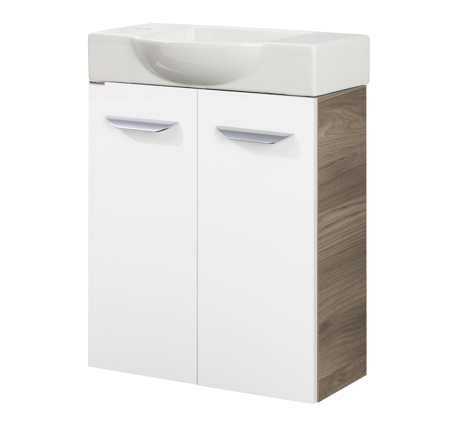 Fackelmann SBC LUXOR Gäste WC Set 2-teilig 55 cm, Braun hell/Weiß, 2 Türen, Keramik Hahnloch links Fackelmann SBC LUXOR Gäste WC Set 2-teilig 55 cm, Braun hell/Weiß, 2 Türen, Keramik Hahnloch links