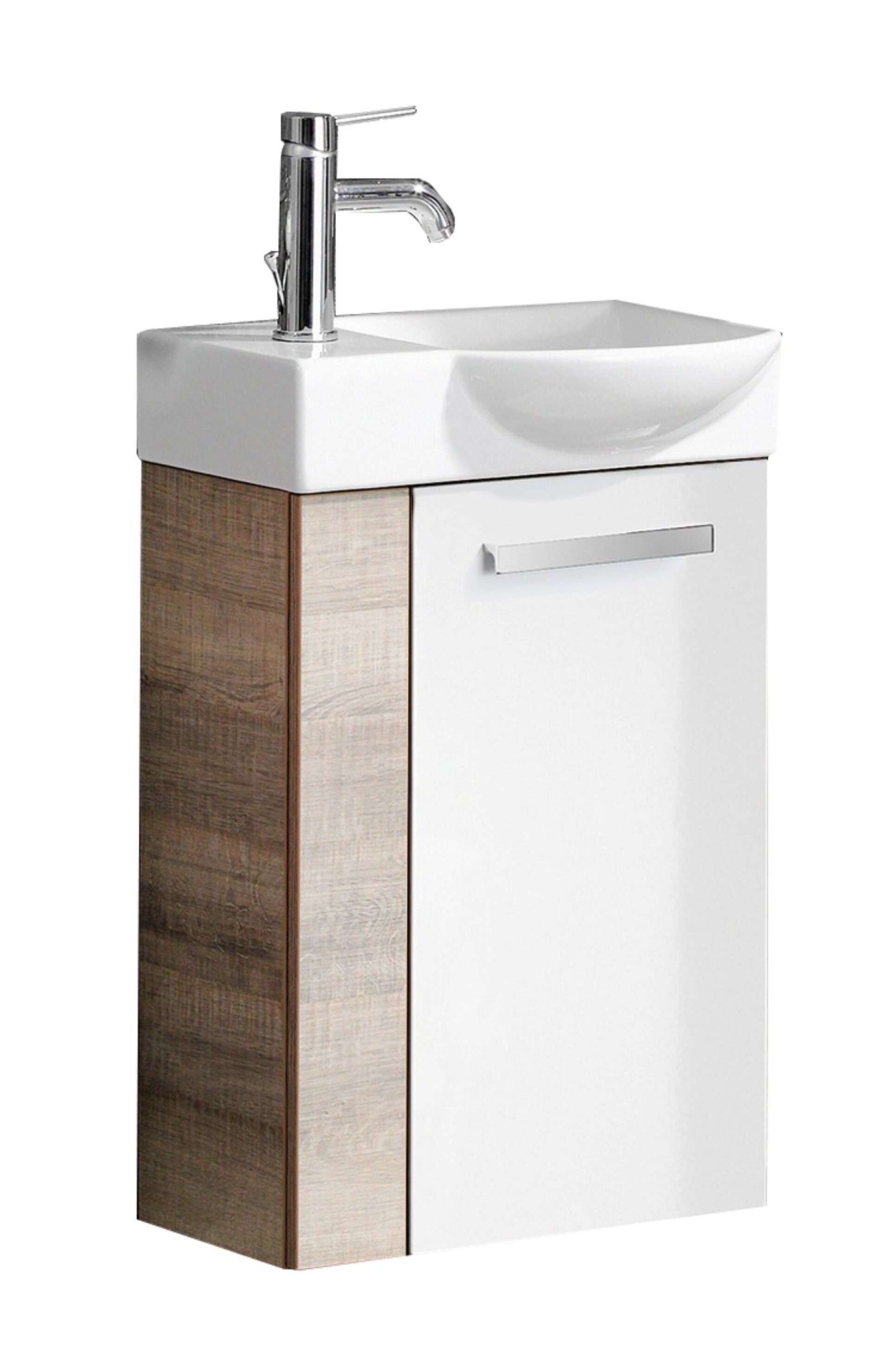 Fackelmann SBC A-VERO Gäste WC Set 3-teilig 45 cm, Braun hell/weiß, rechts, Keramik Hahnloch links Fackelmann SBC A-VERO Gäste WC Set 3-teilig 45 cm, Braun hell/weiß, rechts, Keramik Hahnloch links
