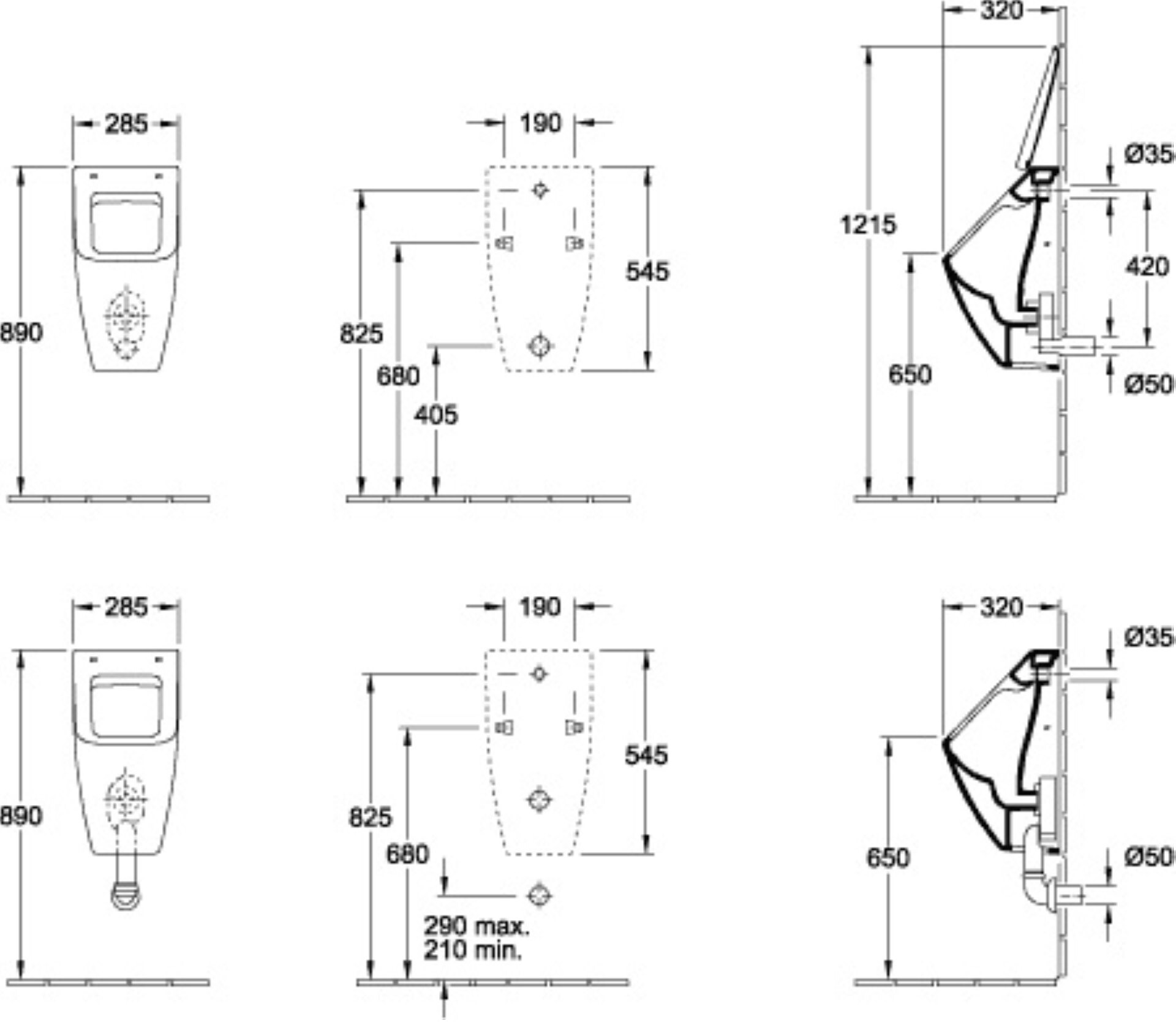 Villeroy & Boch VENTICELLO Absaug-Urinal, CeramicPlus, Weiß, ohne Deckel