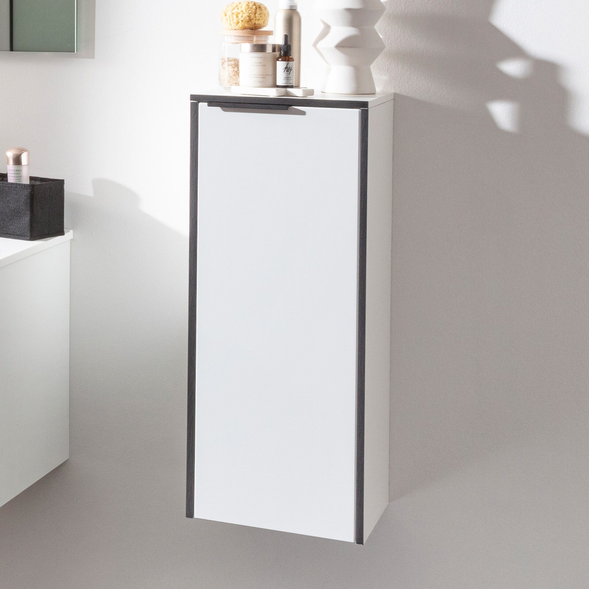 FACKELMANN FLAIR Midischrank 33 cm breit, Weiß/Anthrazit, Türanschlag rechts