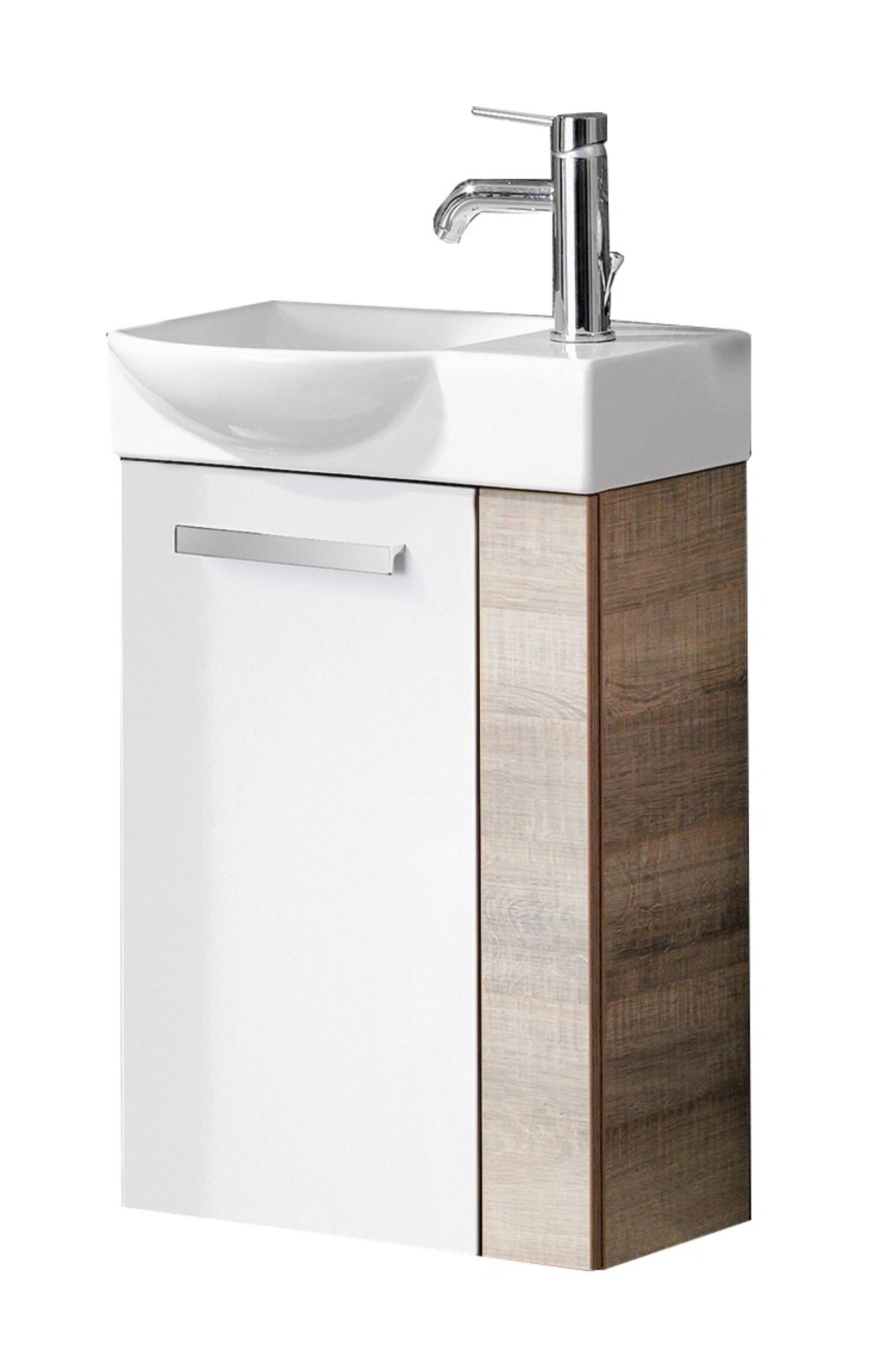 Fackelmann SBC A-VERO Gäste WC Set 3-teilig 45 cm, Braun hell/weiß, links, Keramik inkl. Hahn rechts Fackelmann SBC A-VERO Gäste WC Set 3-teilig 45 cm, Braun hell/weiß, links, Keramik inkl. Hahn rechts
