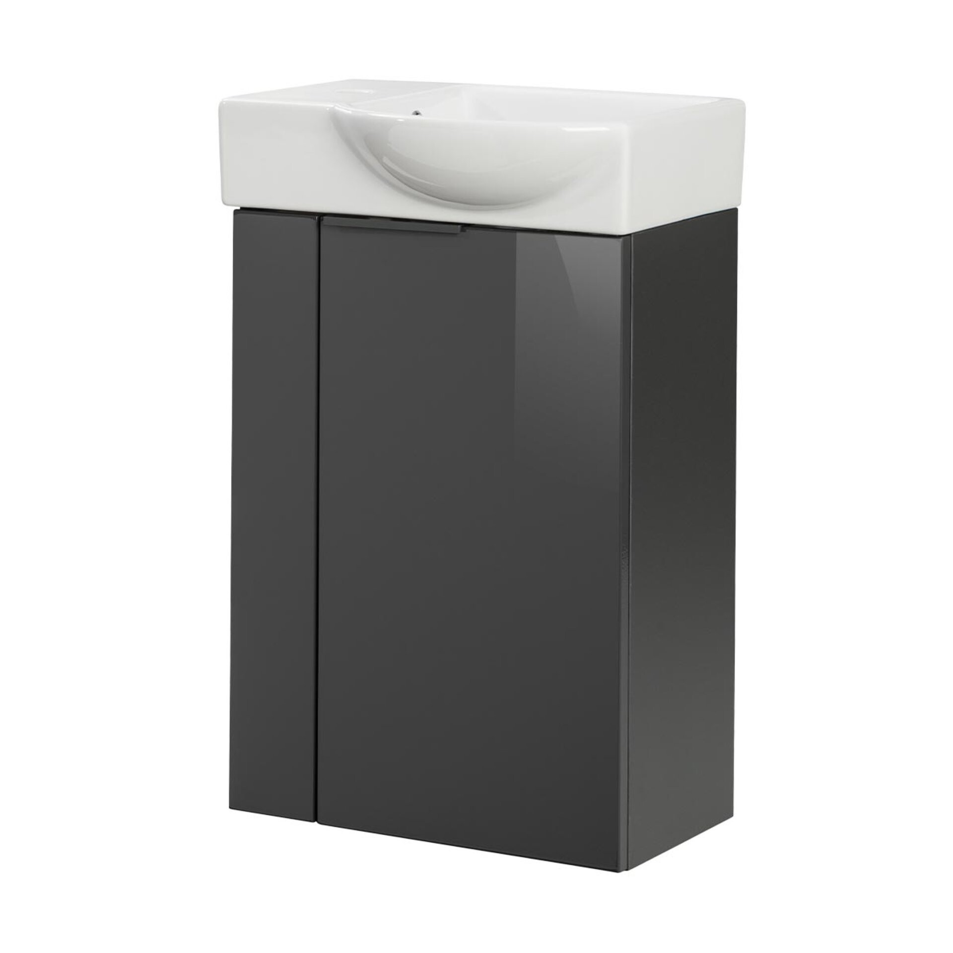 Fackelmann SBC LUNA Gäste WC Set 2-teilig 45 cm, Anthrazit, rechts, Keramik Hahnloch links Fackelmann SBC LUNA Gäste WC Set 2-teilig 45 cm, Anthrazit, rechts, Keramik Hahnloch links