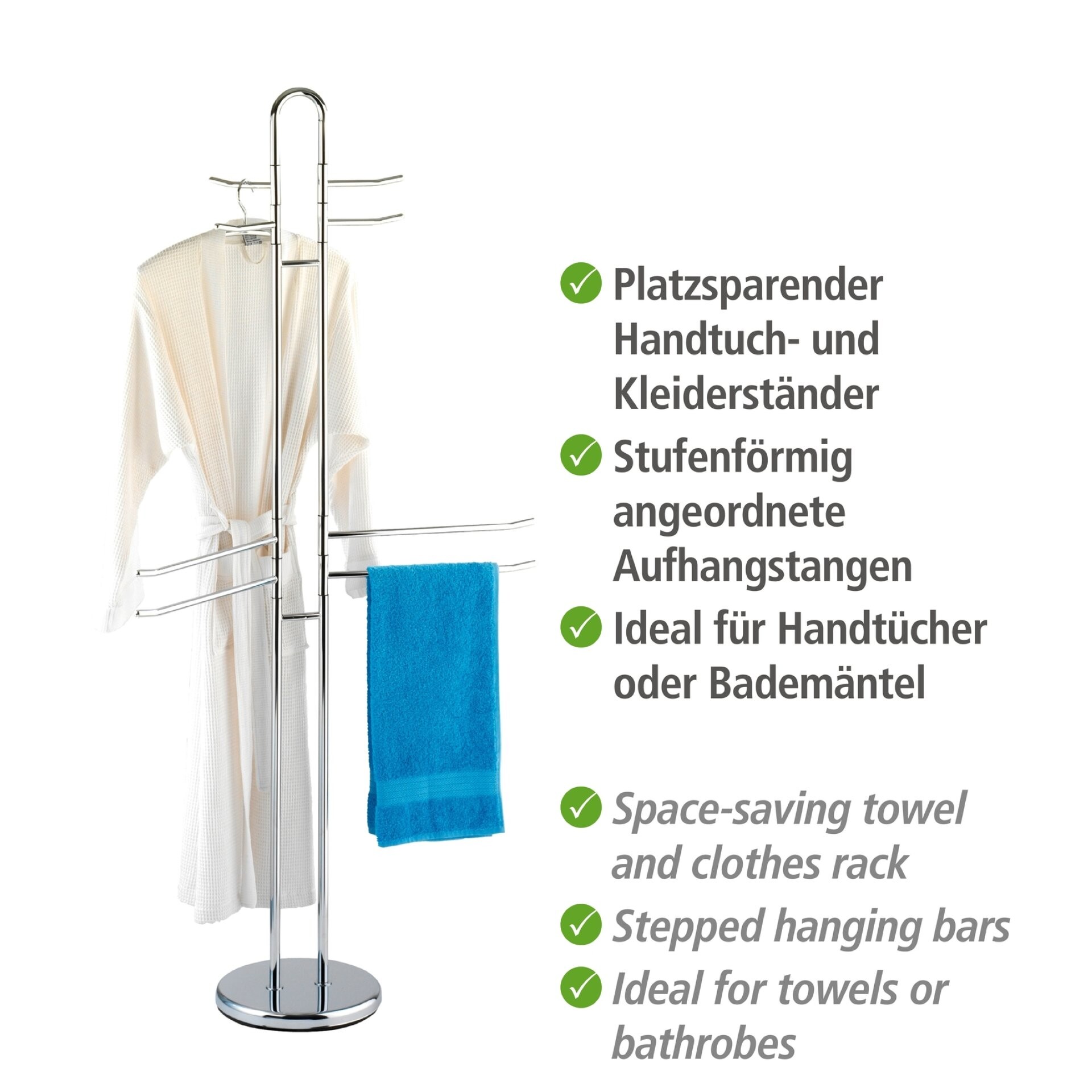 WENKO PALERMO Handtuchhalter, Silber, Garderobenständer, mit 8 Armen