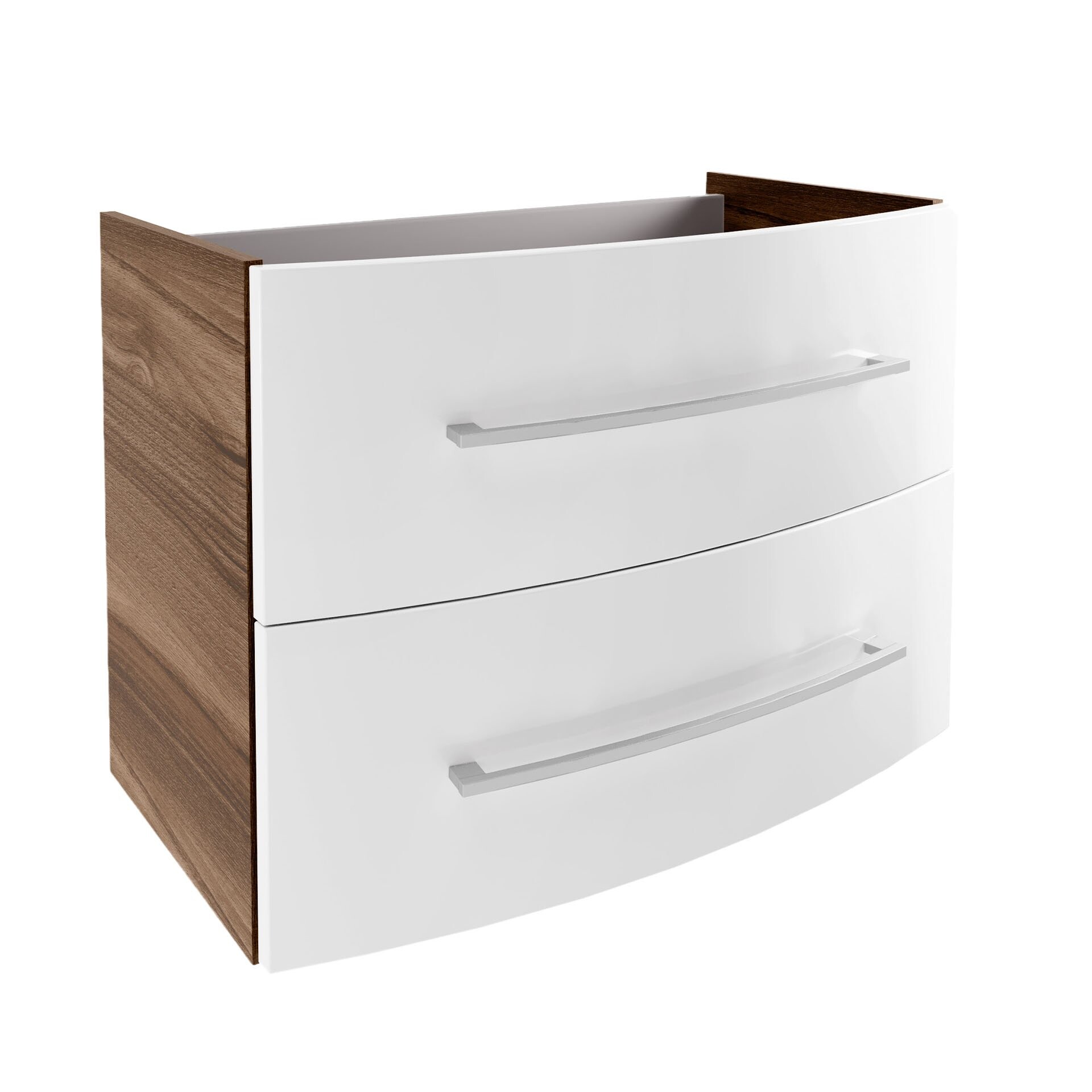 Fackelmann VERONA Waschbeckenunterschrank 79,4 cm breit, Braun Dunkel/Weiß Hochglanz Fackelmann VERONA Waschbeckenunterschrank 79,4 cm breit, Braun Dunkel/Weiß Hochglanz