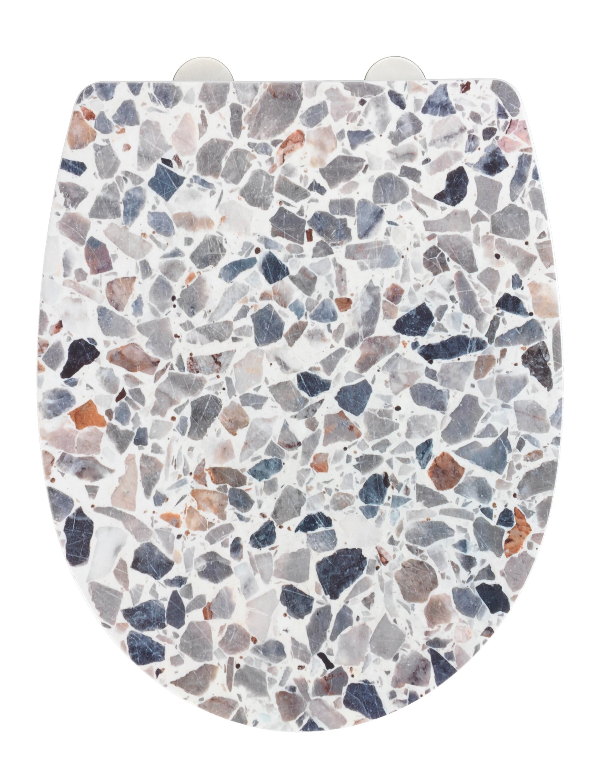 WENKO TERAZZO WC-Sitz, Weiß/Grau, High Gloss, Thermoplast