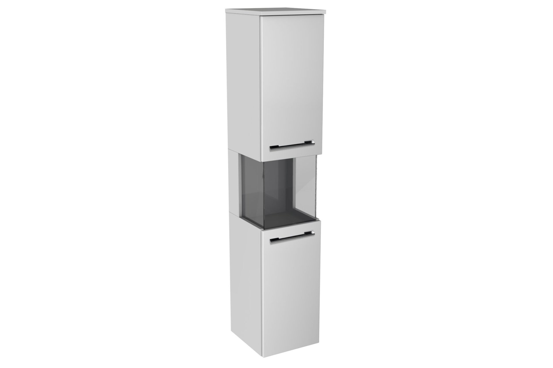 Lanzet Hochschrank Vitrine 30 cm, links, Weiß