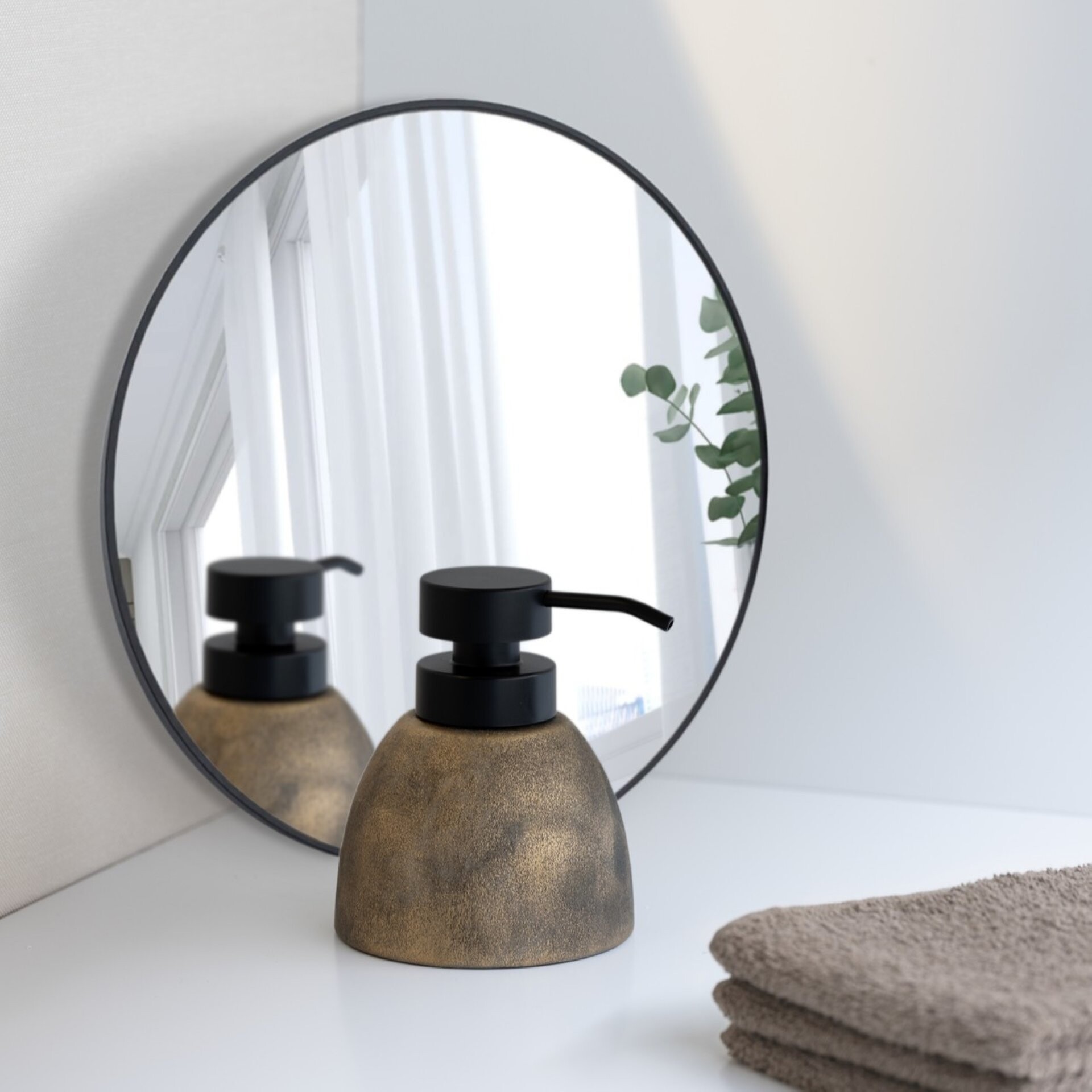 WENKO TREMEA Accessoire Set, Gold, Zahnputzbecher, Seifenspender, Keramik
