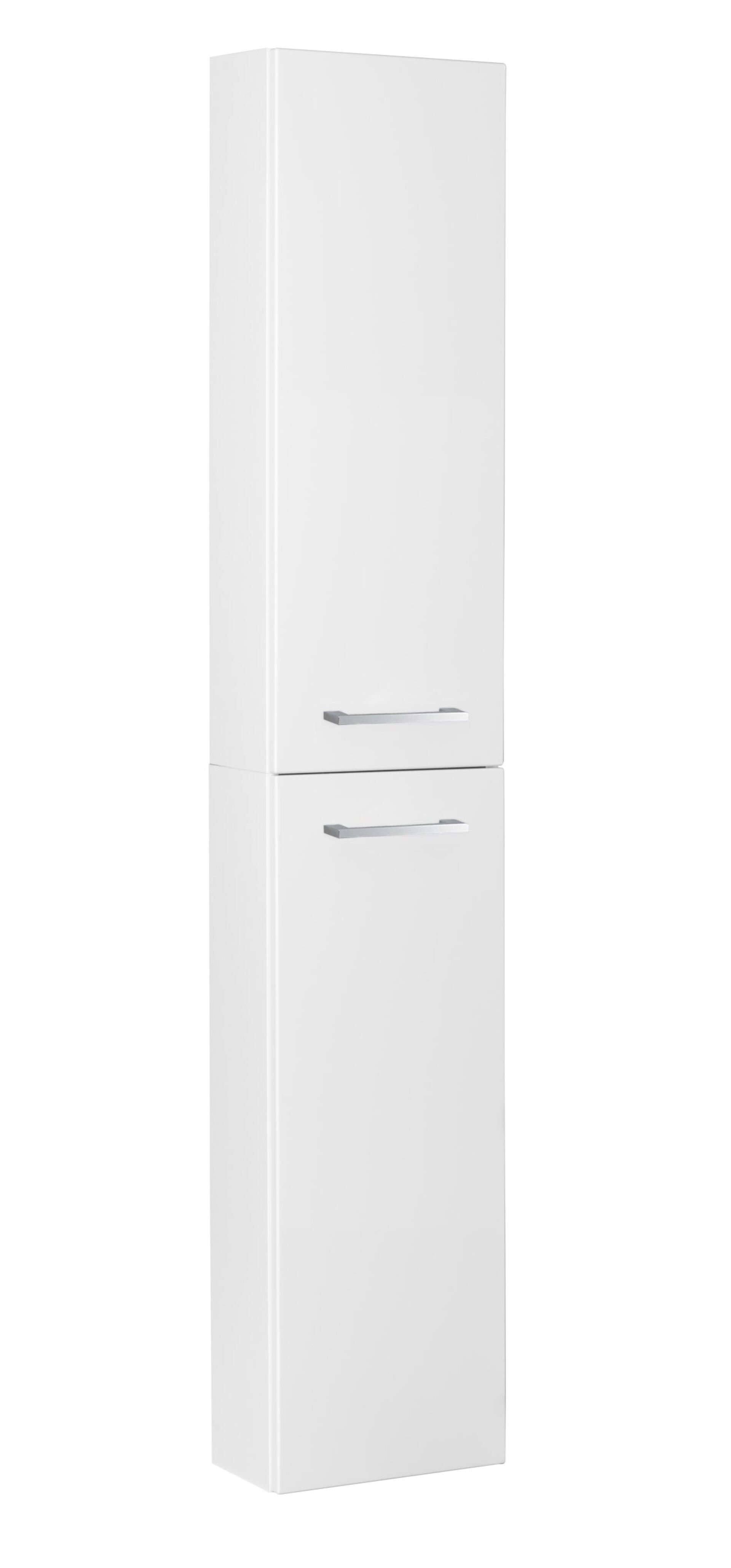 Fackelmann SCENO Hochschrank slim 30 cm Breit, Korpus Weiß Matt, Front Weiß Hochglanz