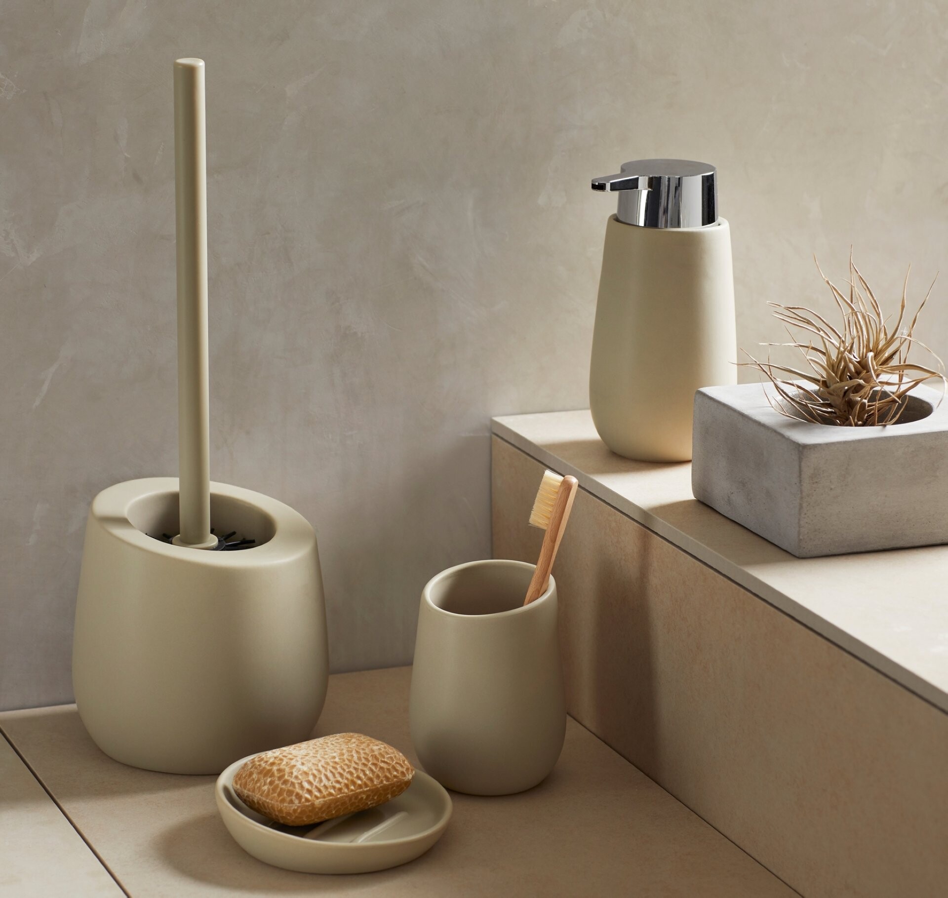 WENKO BADI WC-Garnitur, Beige, hochwertige Keramik