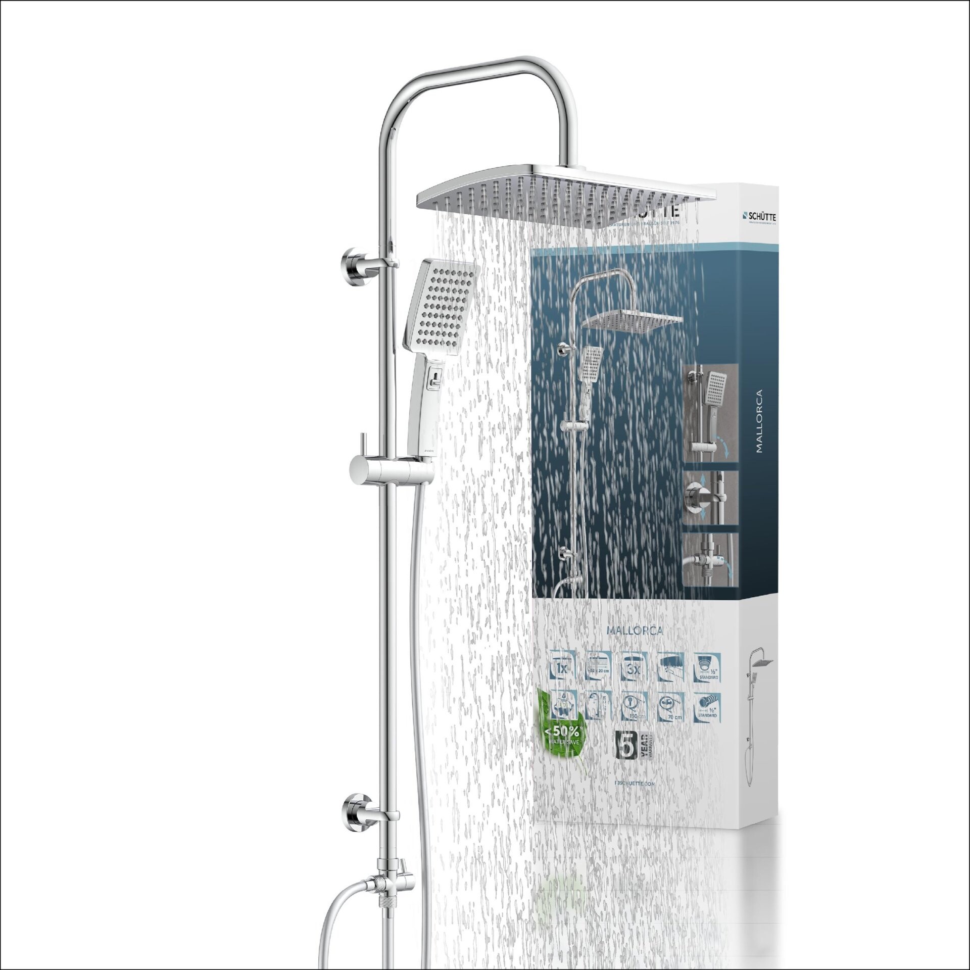 SCHÜTTE MALLORCA Überkopf-Brauseset, Chrom SCHÜTTE MALLORCA Überkopf-Brauseset, Chrom