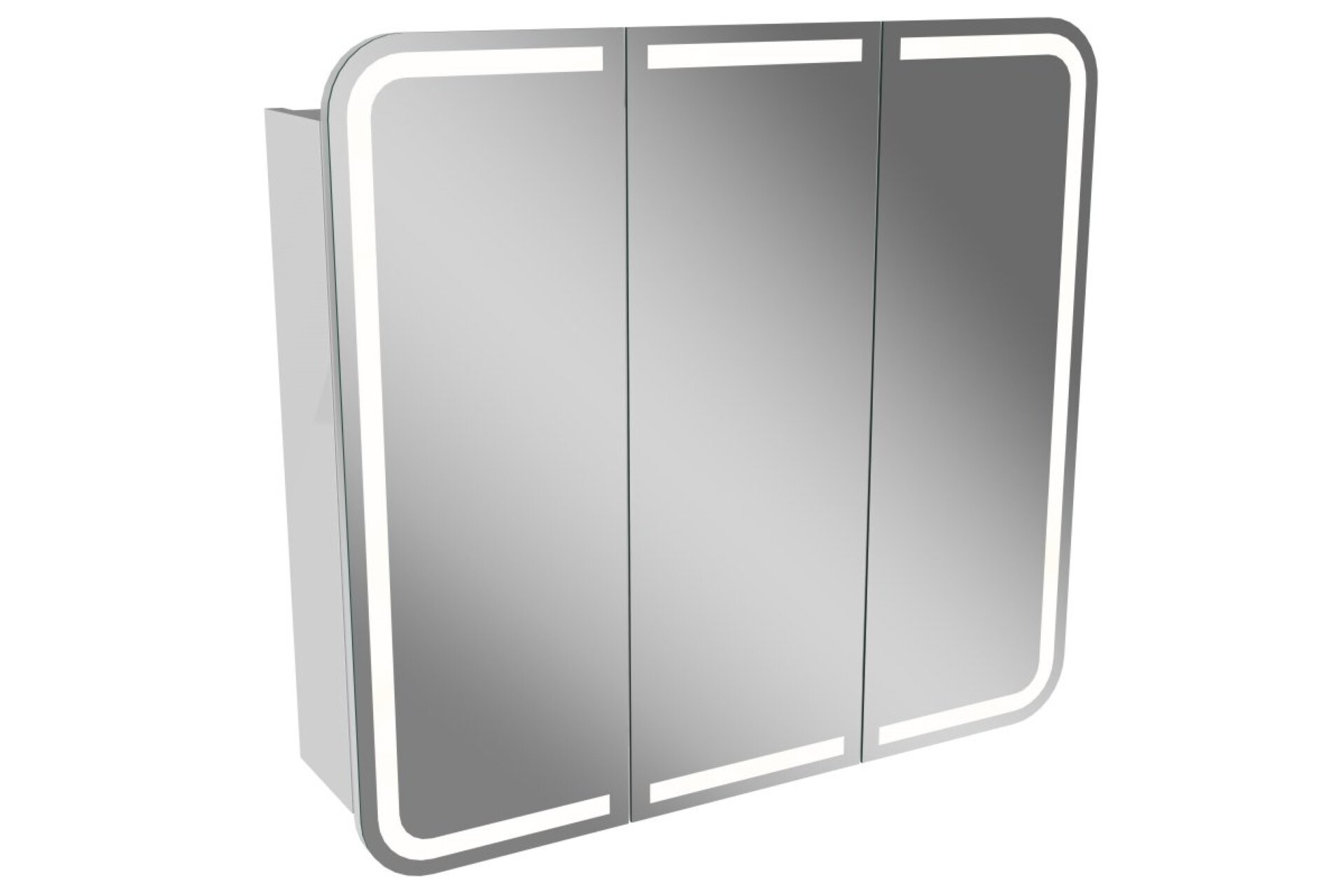 Lanzet M9 Spiegelschrank 80 cm mit umlaufender LED-Beleuchtung, Weiß Lanzet M9 Spiegelschrank 80 cm mit umlaufender LED-Beleuchtung, Weiß