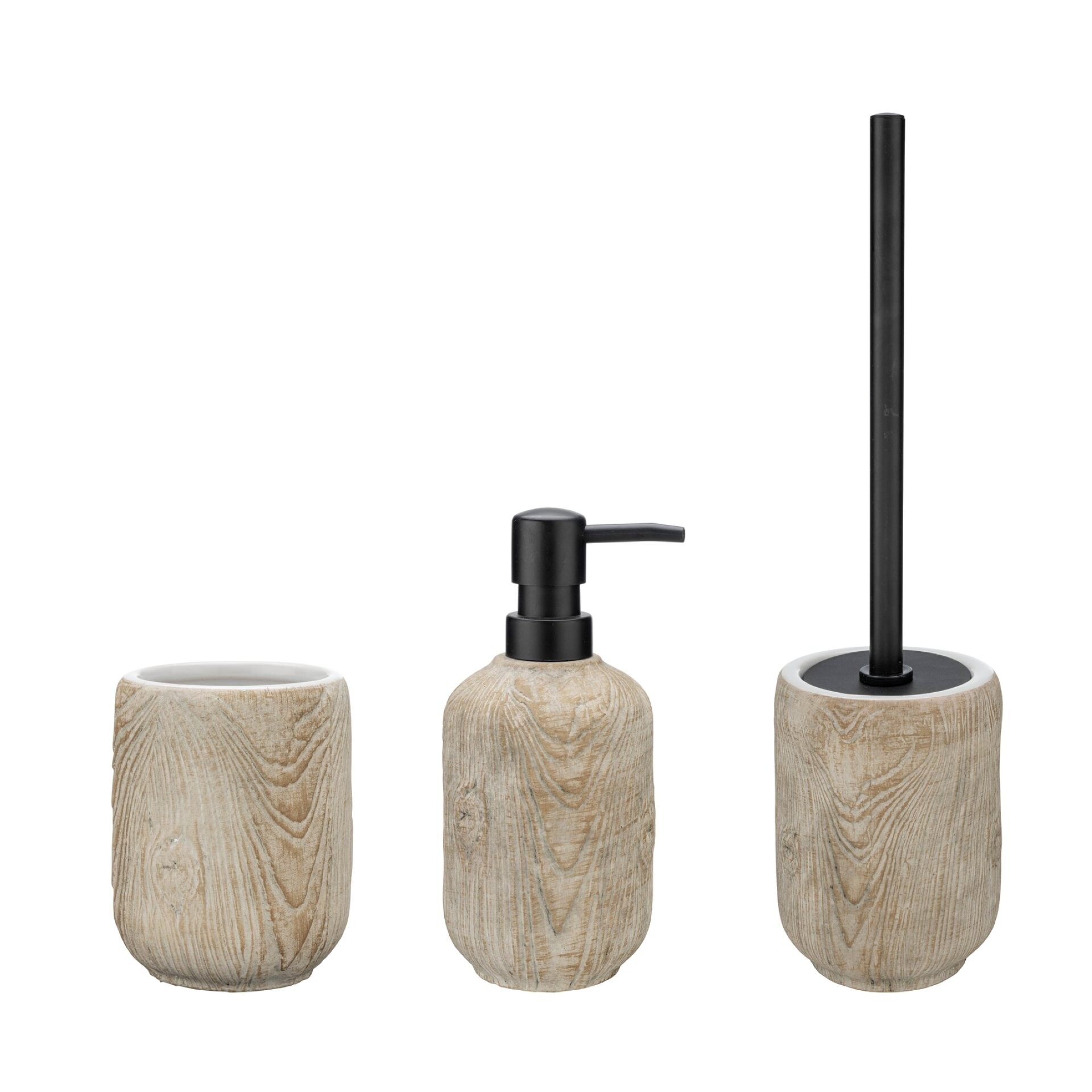 WENKO FLORIO Accessoire Set, Beige, Zahnputzbecher, Seifenspender, WC-Garnitur, Keramik