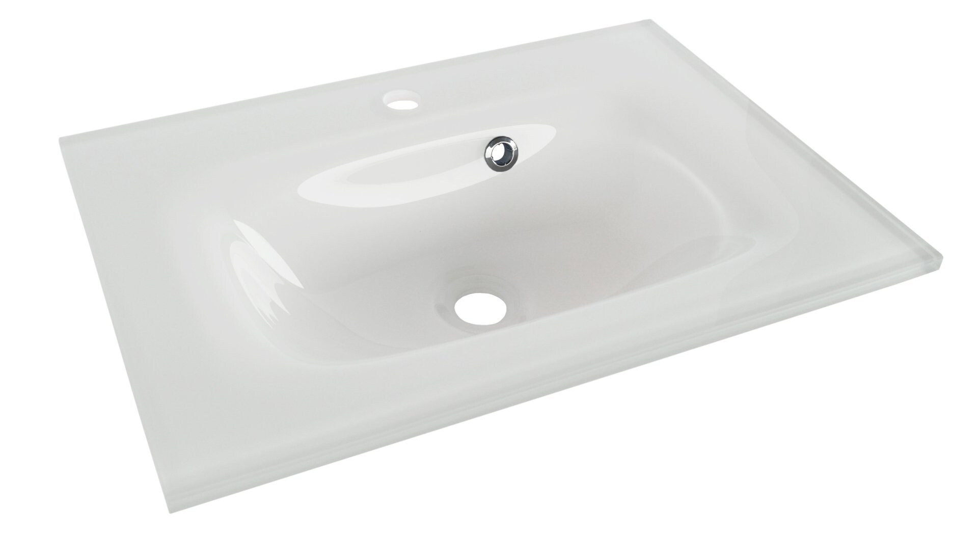 Fackelmann Waschbecken 60 cm aus Glas, Weiß Fackelmann Waschbecken 60 cm aus Glas, Weiß