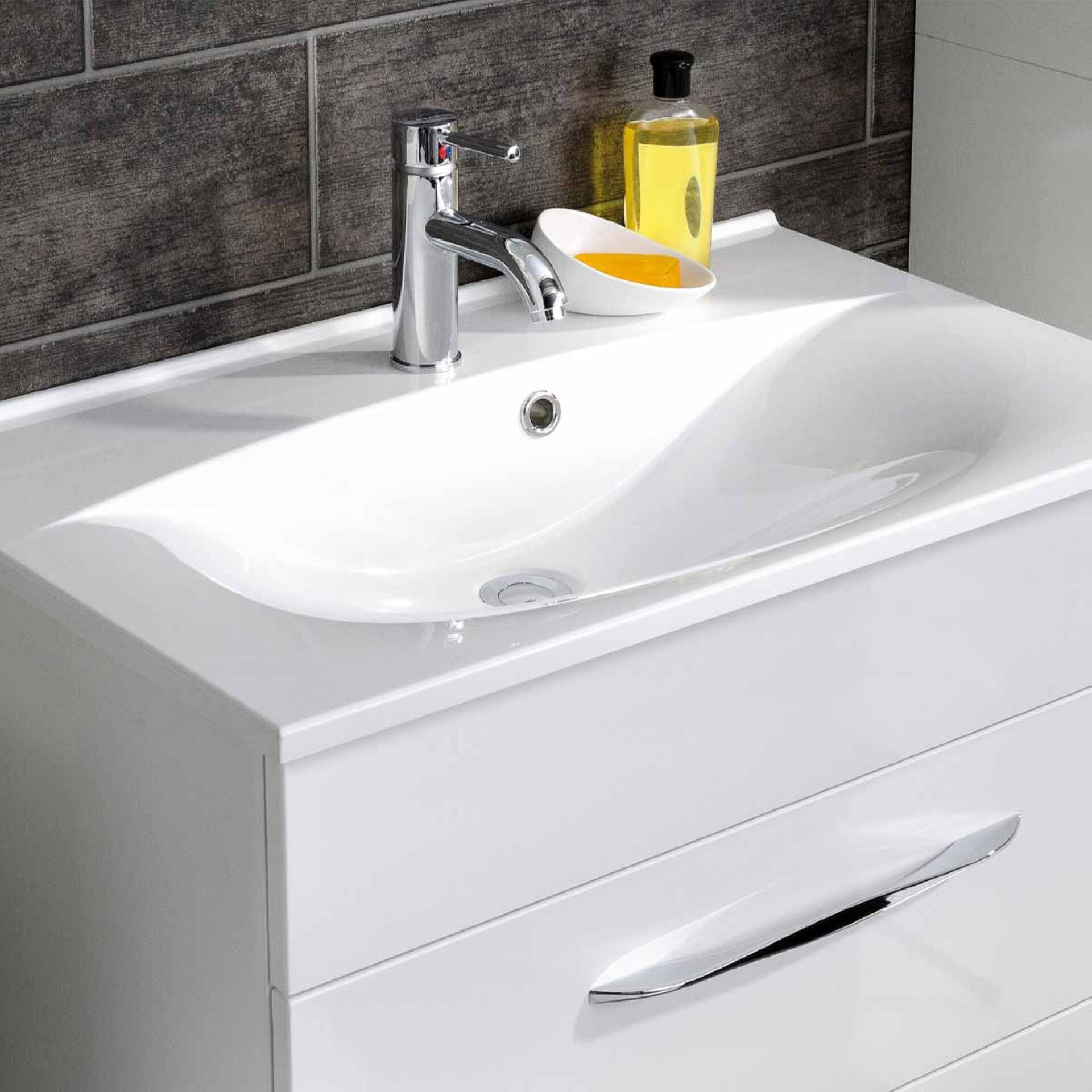 Fackelmann CAPRI Waschbecken 80 cm aus Gussmarmor, Weiß Fackelmann CAPRI Waschbecken 80 cm aus Gussmarmor, Weiß