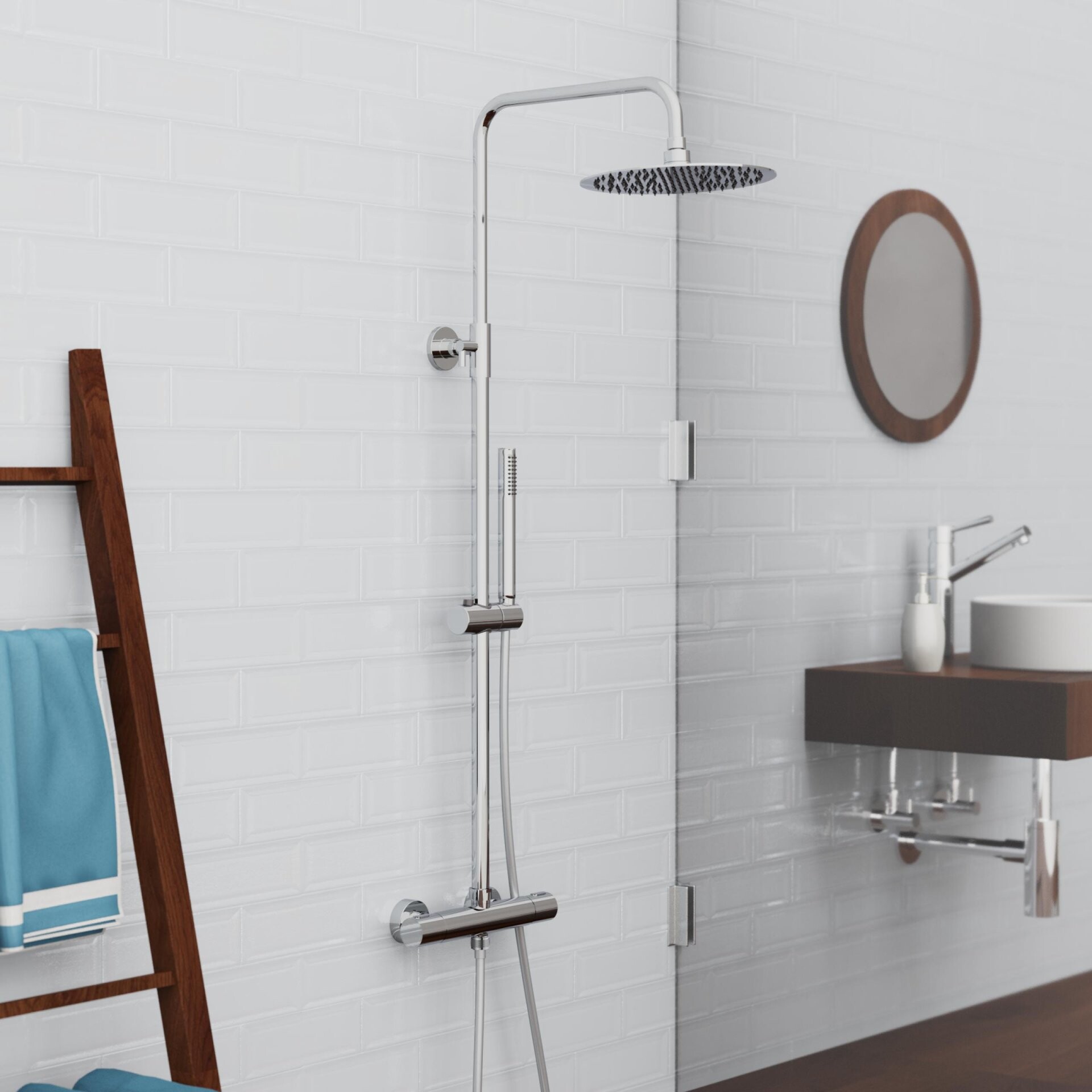 SCHÜTTE AQUADUCT Überkopf-Brauseset, Chrom, mit Duschthermostat SCHÜTTE AQUADUCT Überkopf-Brauseset, Chrom, mit Duschthermostat