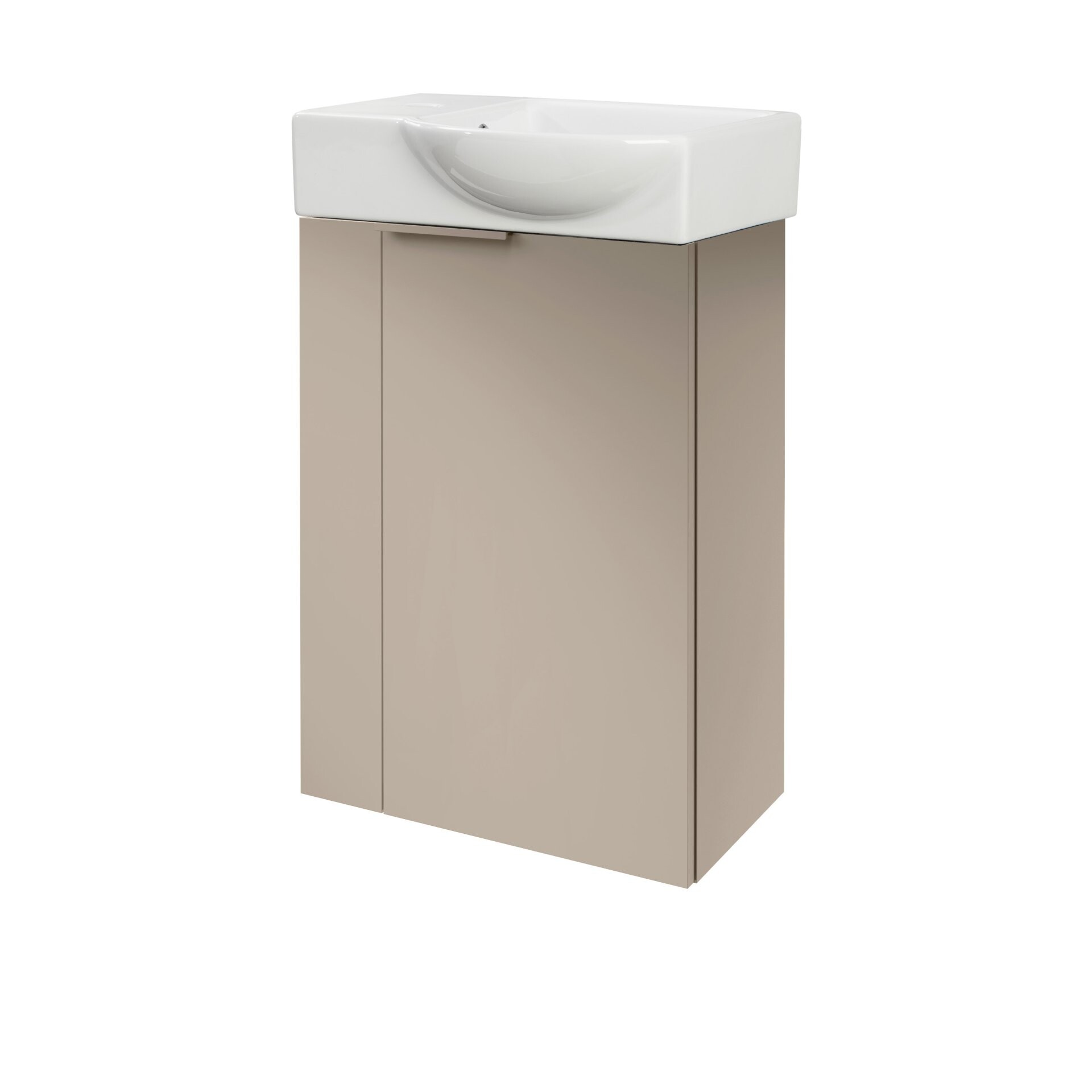 FACKELMANN SBC B.PARIS Gäste WC Waschtisch Set 45 cm breit, Grau, Waschbecken Keramik Weiß, Hahnloch links, Türanschlag rechts FACKELMANN SBC B.PARIS Gäste WC Waschtisch Set 45 cm breit, Grau, Waschbecken Keramik Weiß, Hahnloch links, Türanschlag rechts