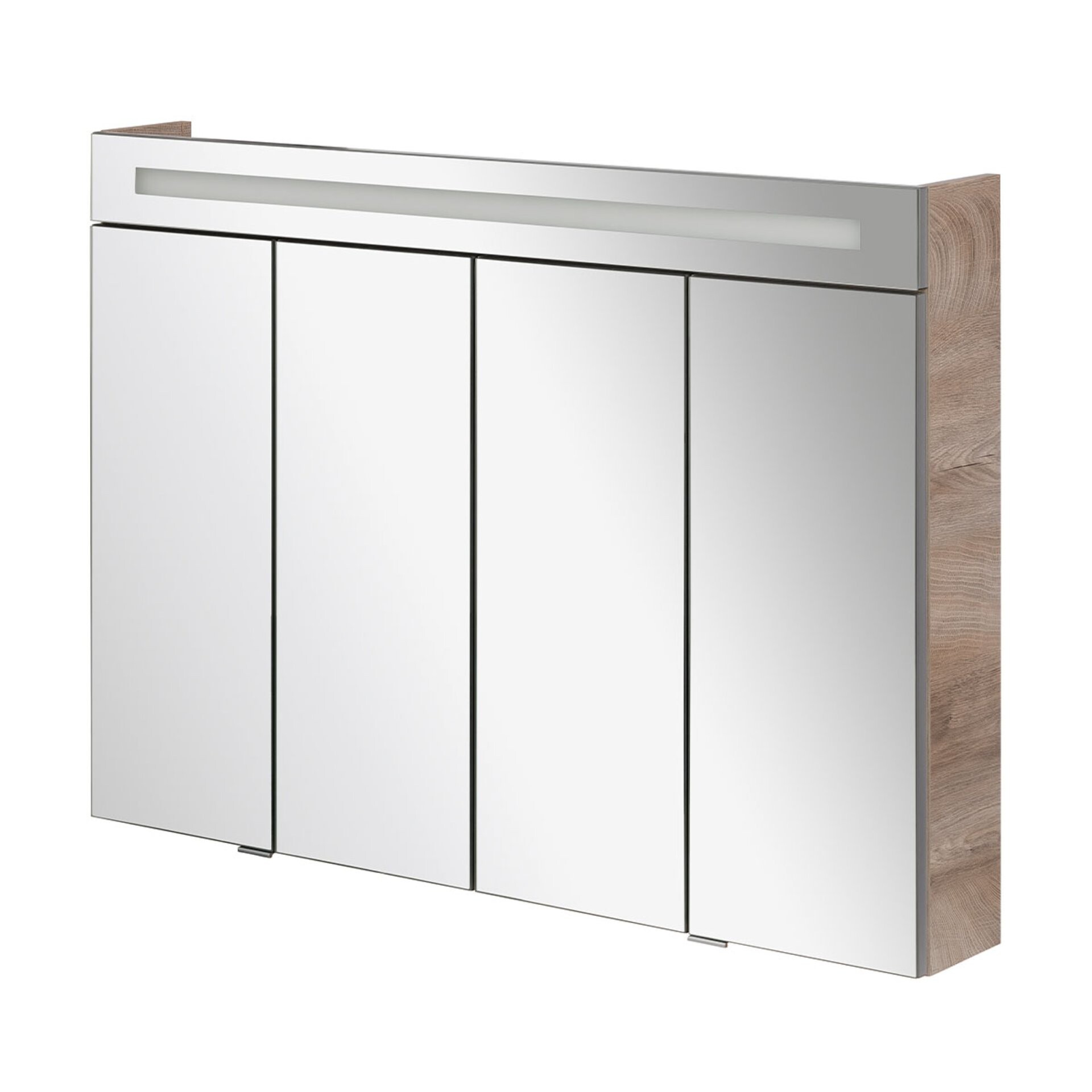 Fackelmann LED Spiegelschrank TWINDY 110 cm, Braun hell, Falttüren Fackelmann LED Spiegelschrank TWINDY 110 cm, Braun hell, Falttüren