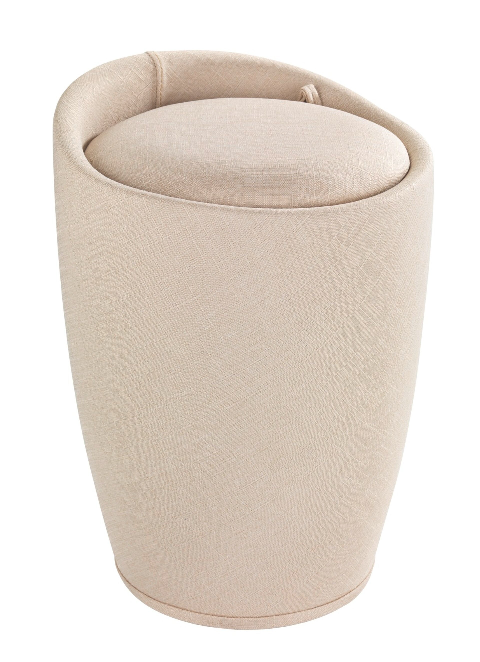 WENKO CANDY Badhocker,Beige, Leinenoptik, mit abnehmbarem Wäschesack
