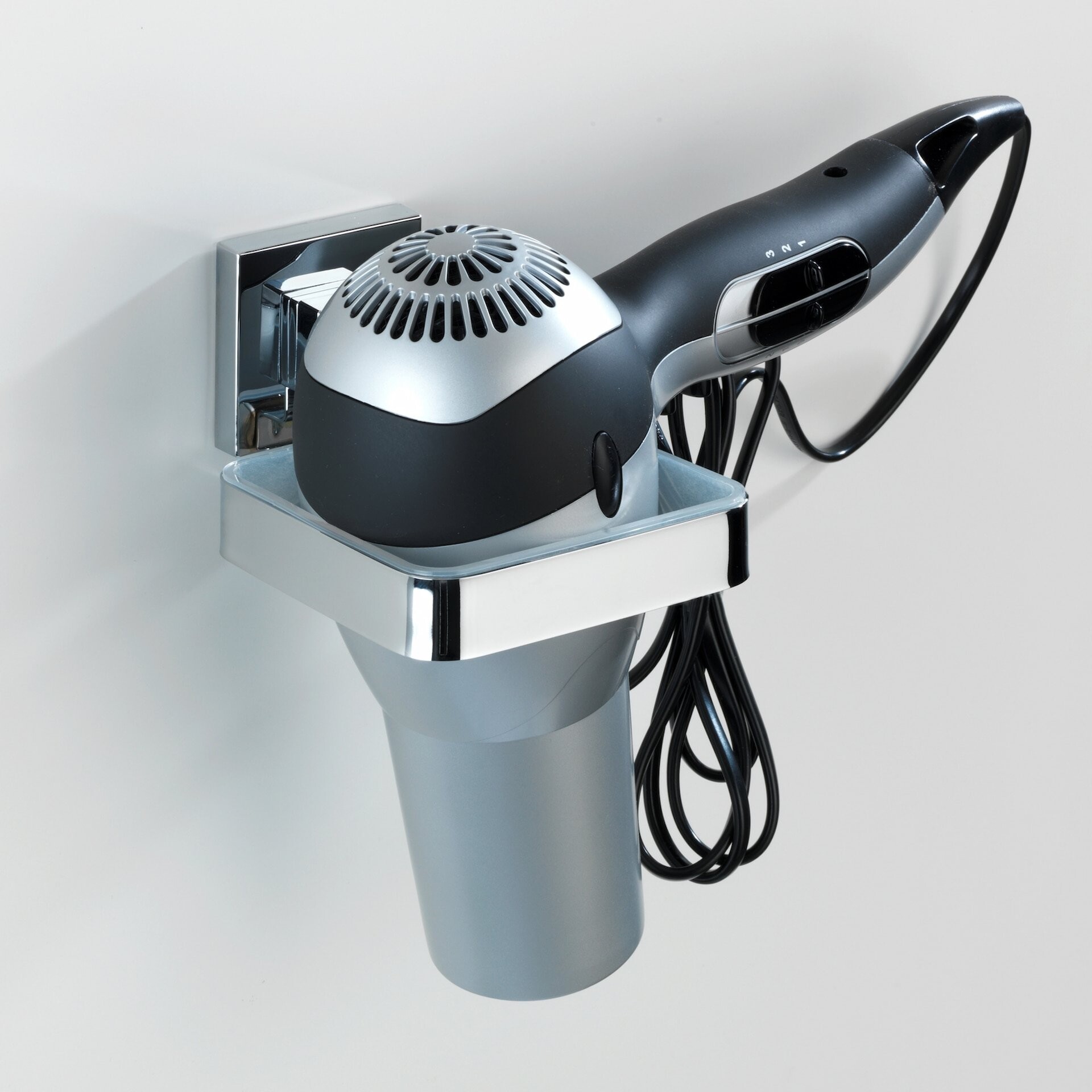 WENKO Vacuum-Loc® Haartrocknerhalter Quadro, Edelstahl, Befestigen ohne bohren
