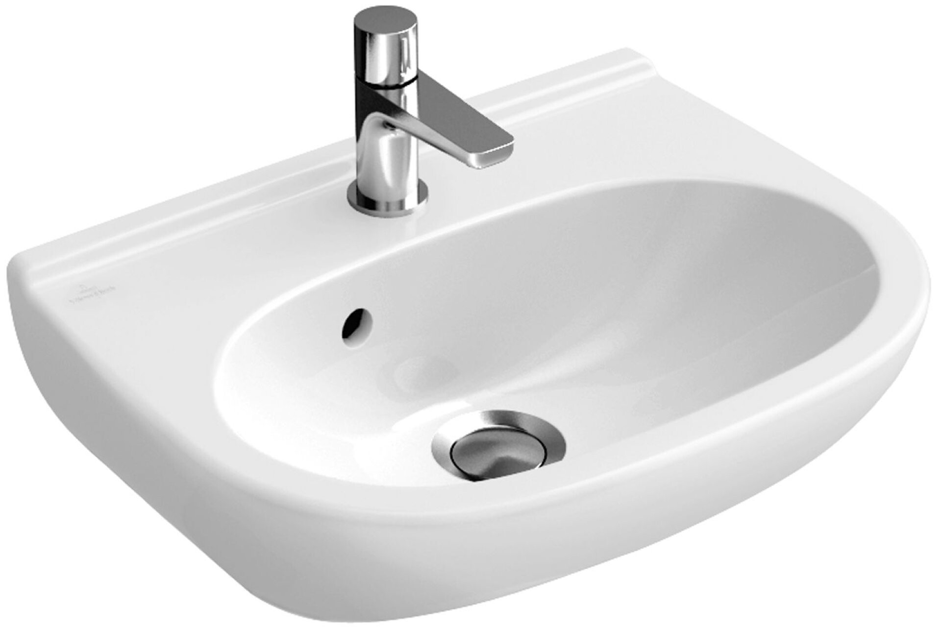 VILLEROY & BOCH O.NOVO Waschbecken Keramik 50 cm breit, Weiß, mit Überlauf