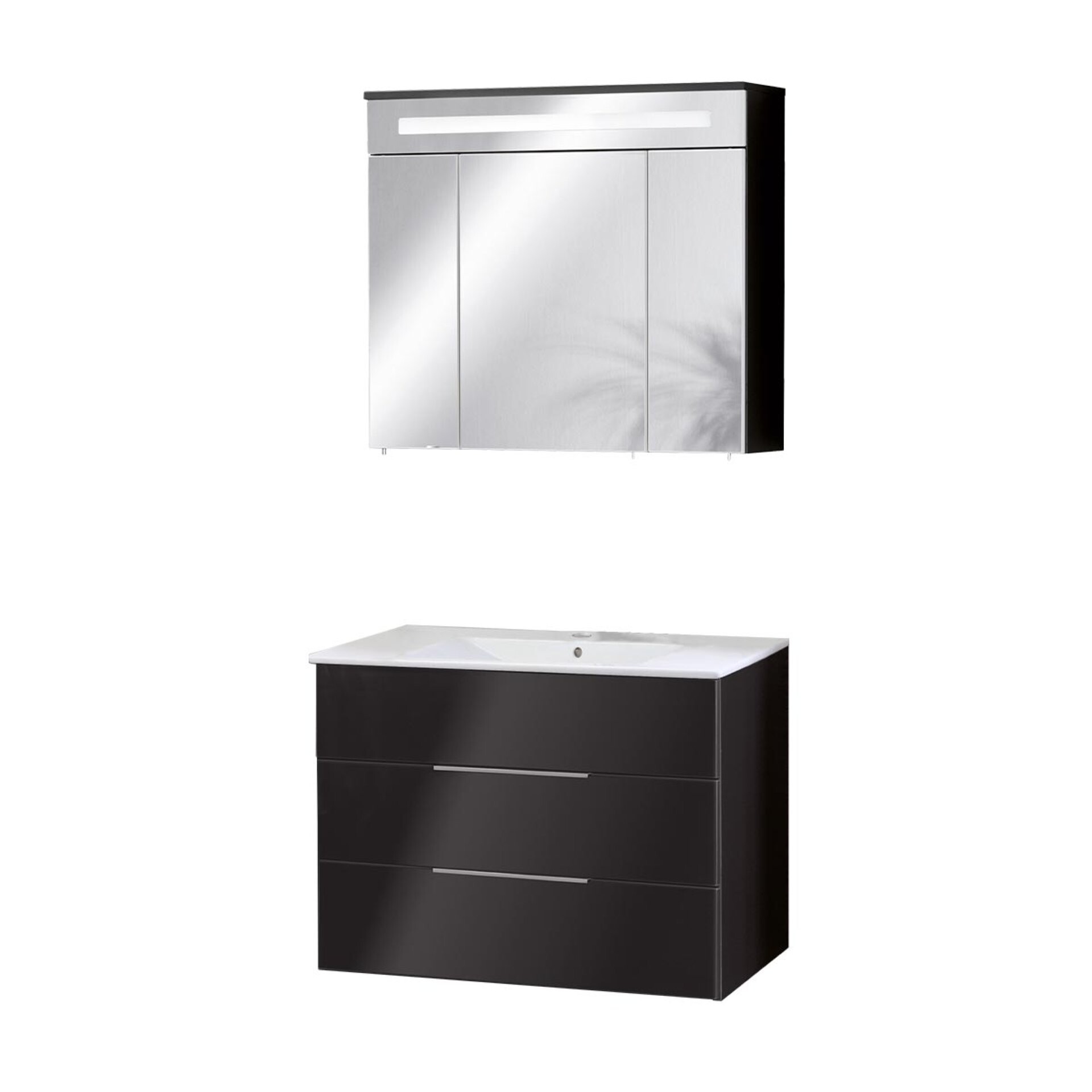 Fackelmann KARA Badmöbel Set 3-teilig, 80 cm, Anthrazit, Keramik, 2 Schubladen Fackelmann KARA Badmöbel Set 3-teilig, 80 cm, Anthrazit, Keramik, 2 Schubladen
