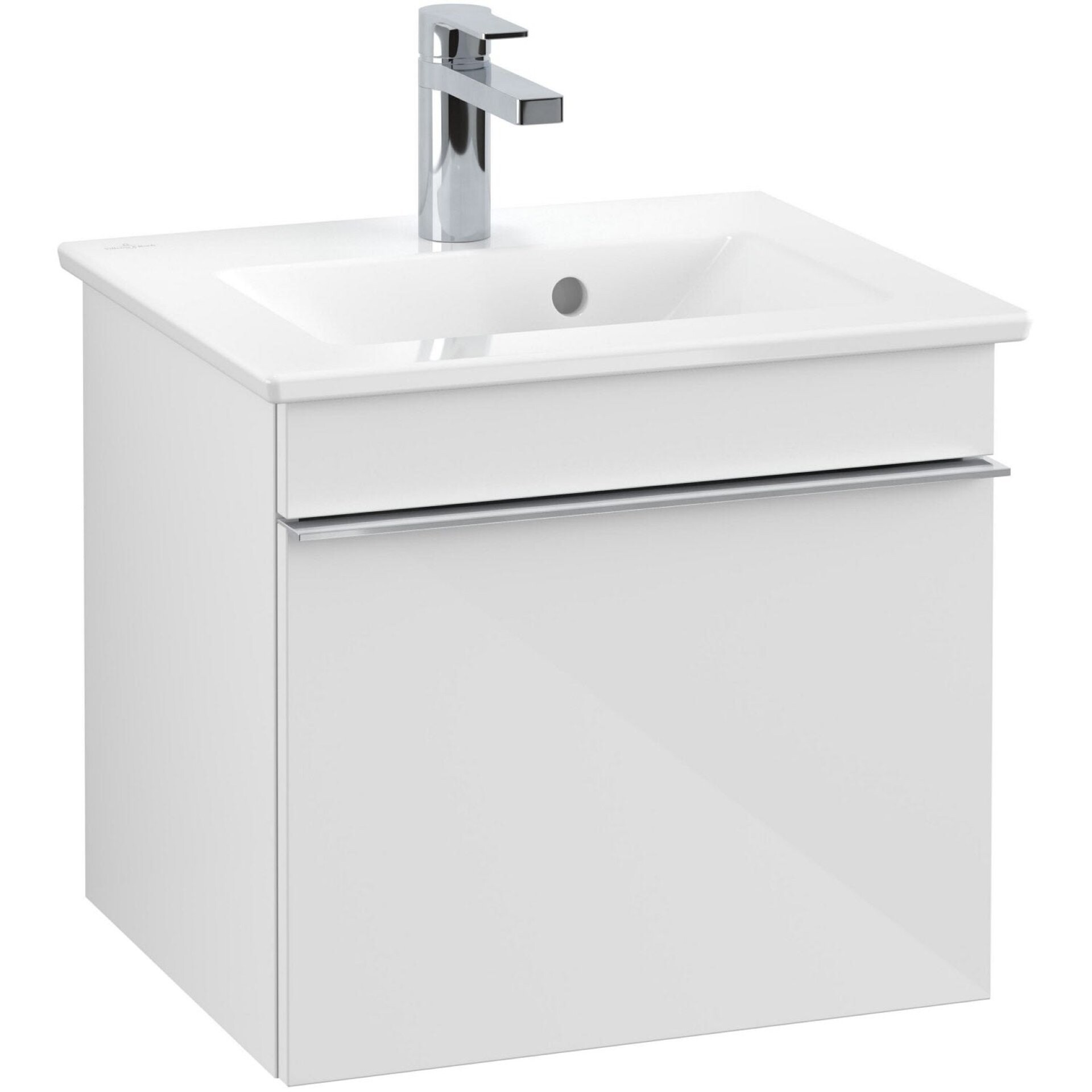 VILLEROY & BOCH VENTICELLO Waschbeckenunterschrank 46 cm breit, Weiß, Griff Chrom, 1 Schublade