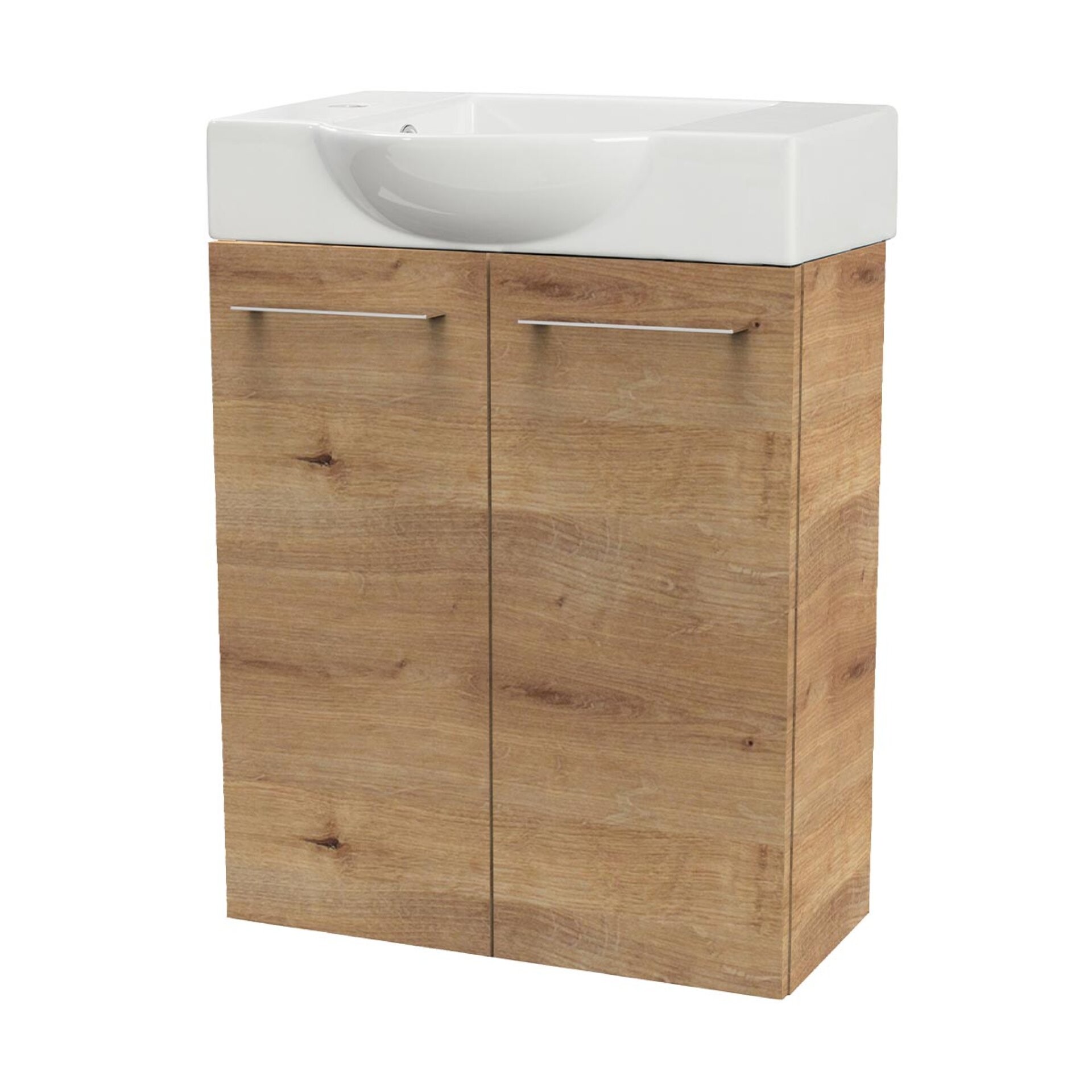 Fackelmann SBC MILANO Gäste WC Set 2-teilig 55 cm, Braun hell, 2 Türen, Keramik Hahnloch links Fackelmann SBC MILANO Gäste WC Set 2-teilig 55 cm, Braun hell, 2 Türen, Keramik Hahnloch links