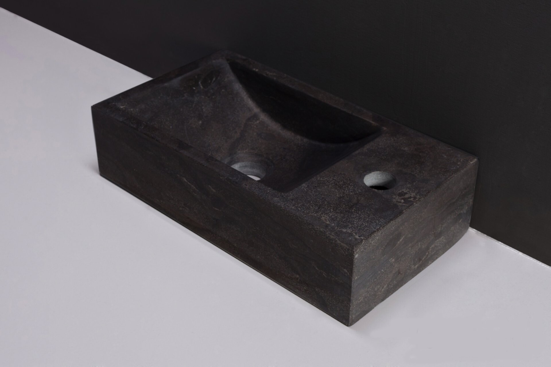 Waschbecken Naturstein VENETIA (40 cm) Bluestone, mit Hahnloch, 100074 Waschbecken Naturstein VENETIA (40 cm) Bluestone, mit Hahnloch, 100074