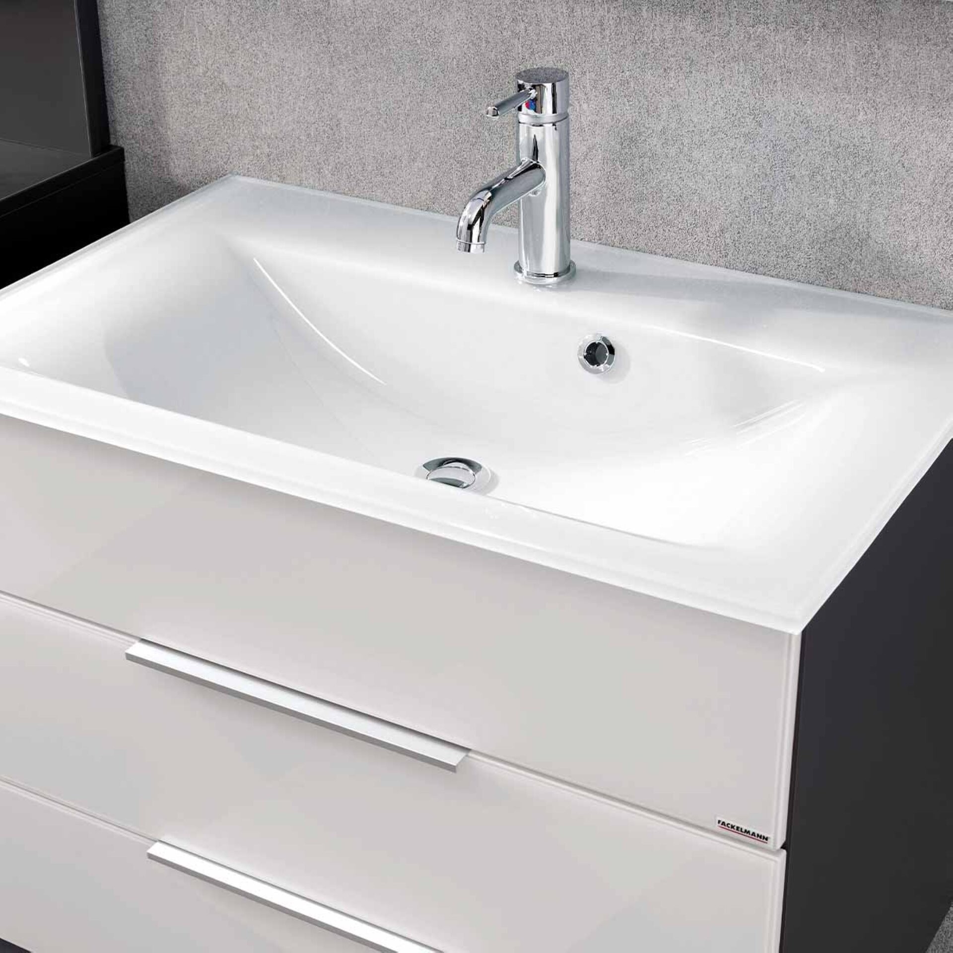 Fackelmann Waschbecken 80 cm aus Glas in weiß Fackelmann Waschbecken 80 cm aus Glas in weiß