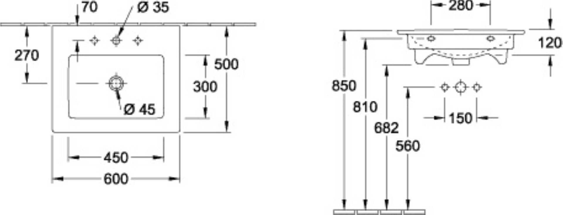 VILLEROY & BOCH VENTICELLO Waschbecken Keramik 60 cm breit, Weiß, mit Überlauf, CeramicPlus VILLEROY & BOCH VENTICELLO Waschbecken Keramik 60 cm breit, Weiß, mit Überlauf, CeramicPlus