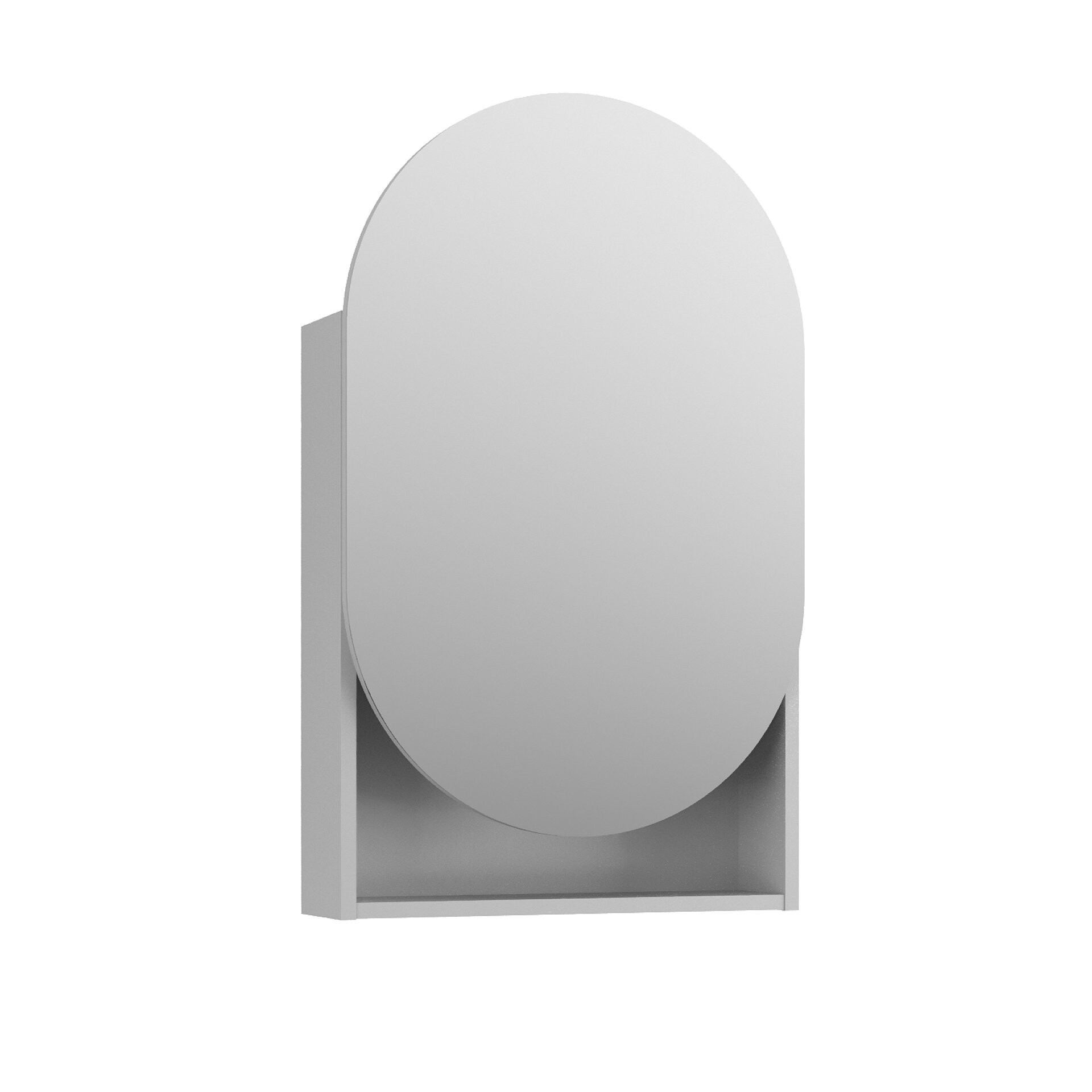 BADEDU PINA Spiegelschrank 50 cm breit, Grau, mit Ablage