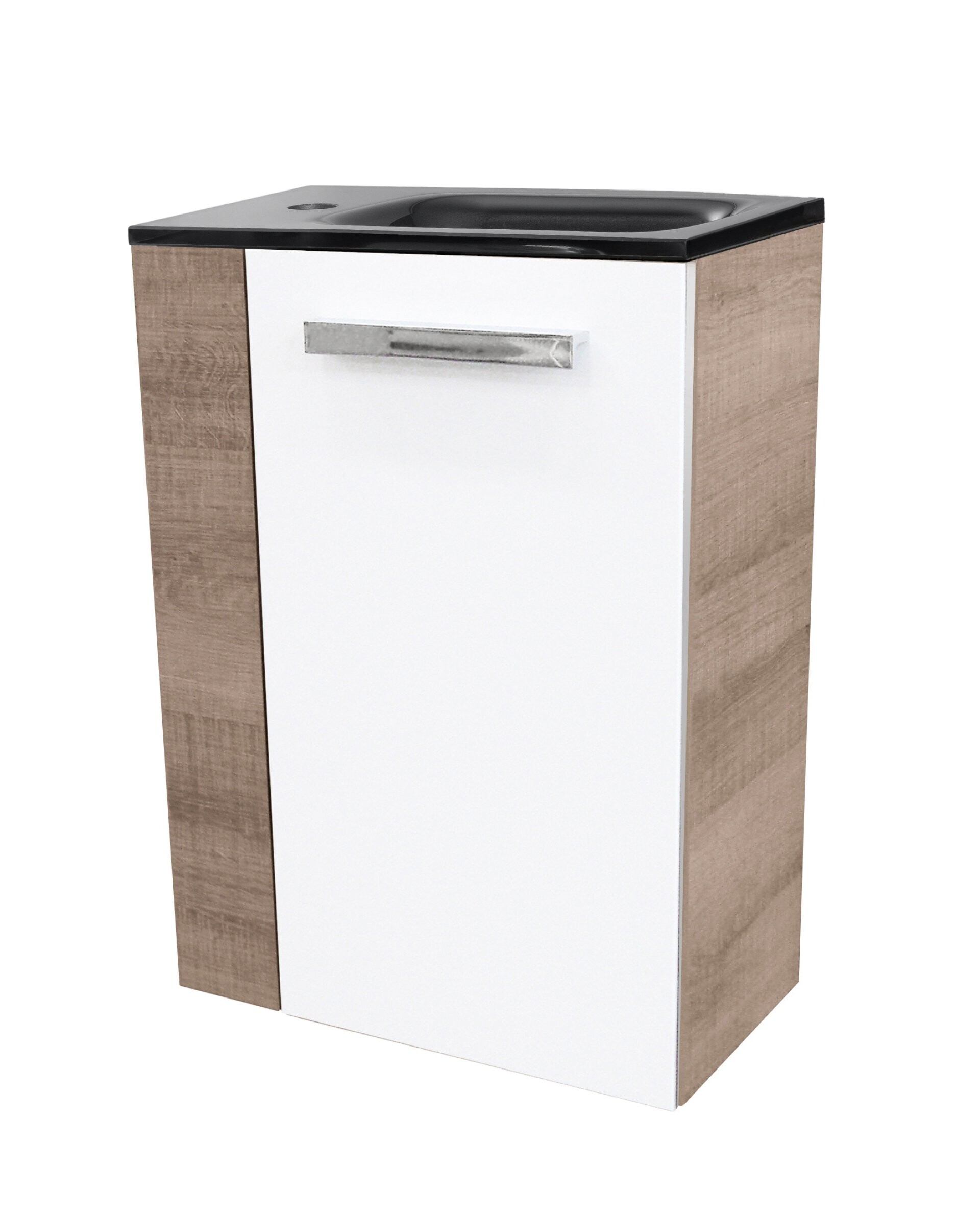 Fackelmann SBC A-VERO Gäste WC Set 2-teilig 45 cm, Braun hell/Weiß, rechts, Glas Anthrazit Fackelmann SBC A-VERO Gäste WC Set 2-teilig 45 cm, Braun hell/Weiß, rechts, Glas Anthrazit
