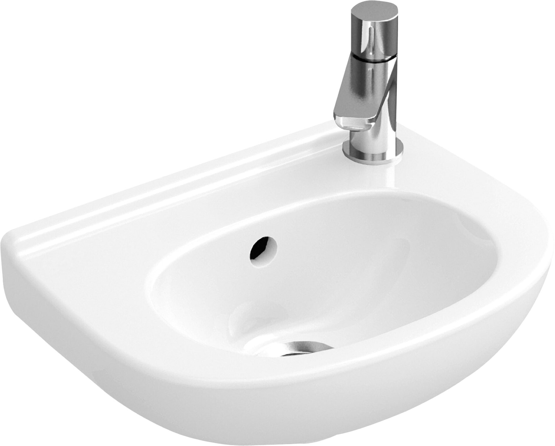 VILLEROY & BOCH O.NOVO Waschbecken Keramik 36 cm breit, Weiß, mit Überlauf