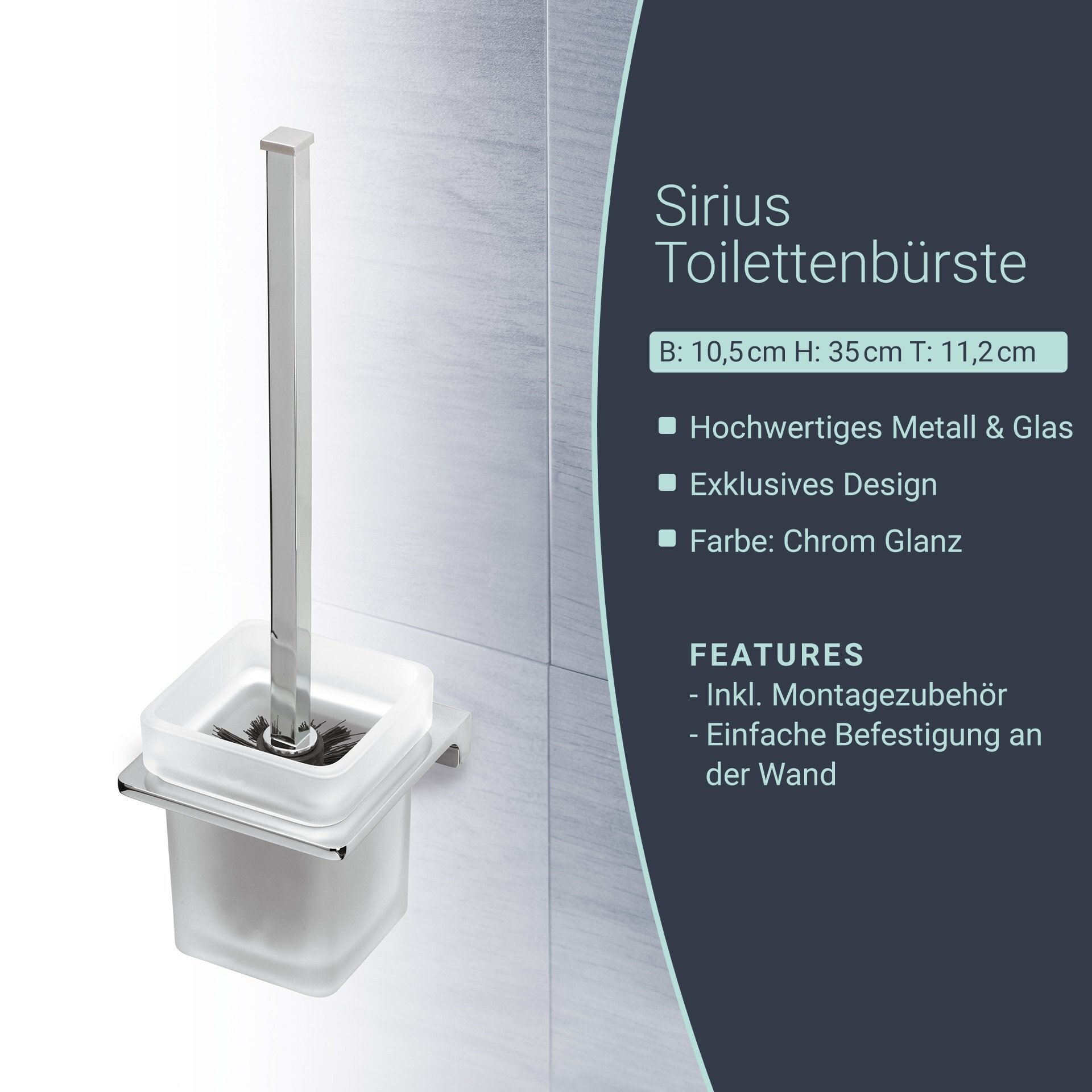 BadeDu SIRIUS Toilettenbürste mit Halter Chrom BadeDu SIRIUS Toilettenbürste mit Halter Chrom