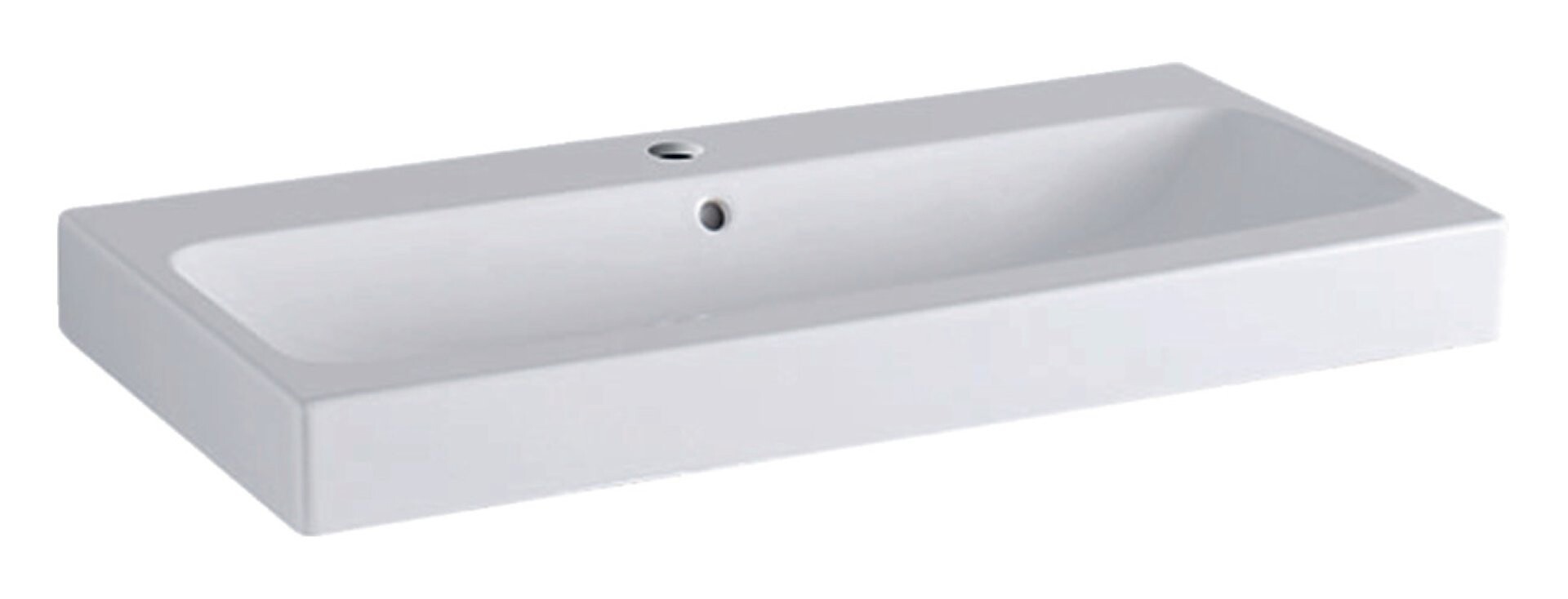 GEBERIT ICON Waschbecken Keramik 90 cm breit, Weiß, mit Hahnloch, mit Überlauf GEBERIT ICON Waschbecken Keramik 90 cm breit, Weiß, mit Hahnloch, mit Überlauf