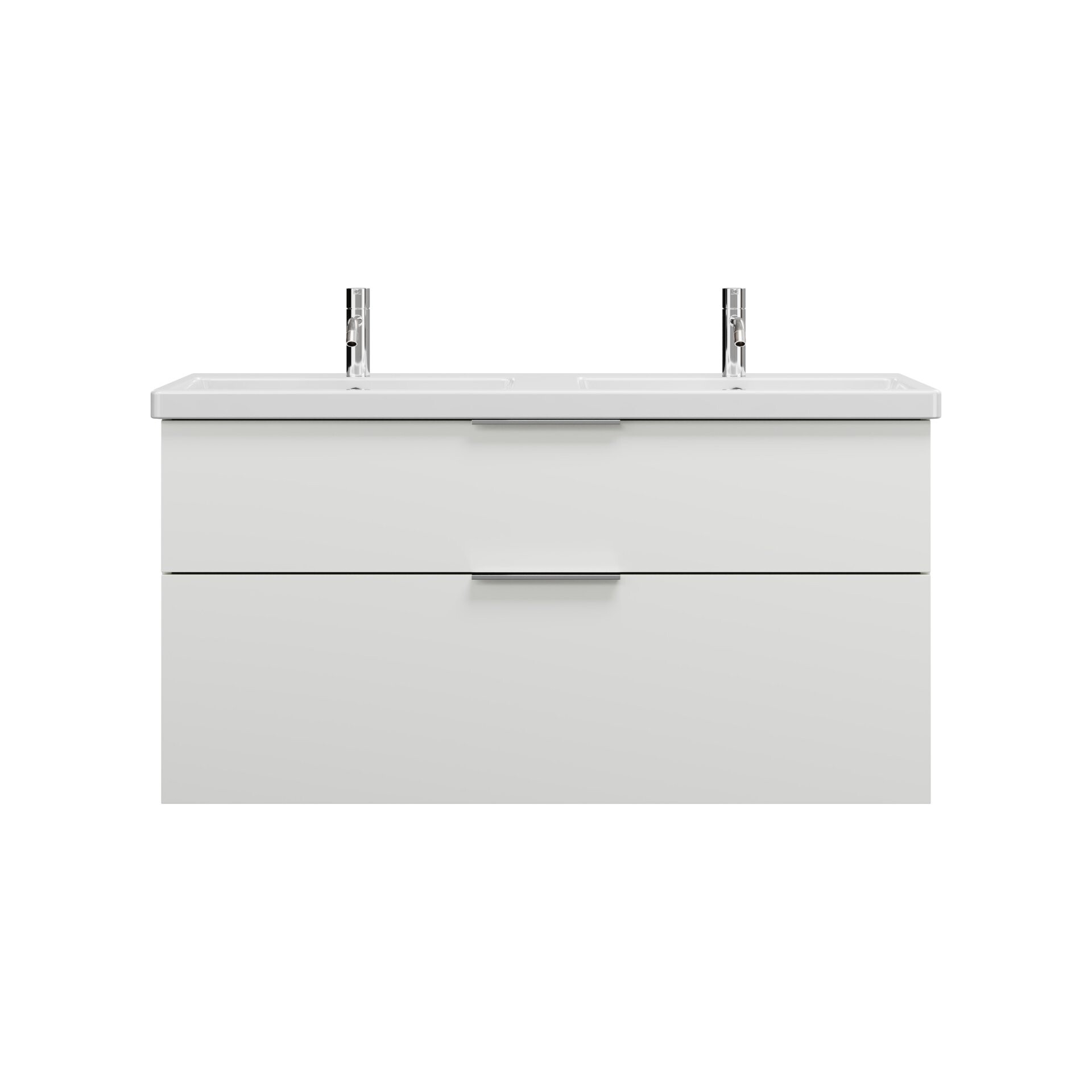 Burgbad EQIO Waschbecken mit Unterschrank 123 cm breit, Weiß Hochglanz, Doppelwaschbecken Keramik Weiß Burgbad EQIO Waschbecken mit Unterschrank 123 cm breit, Weiß Hochglanz, Doppelwaschbecken Keramik Weiß