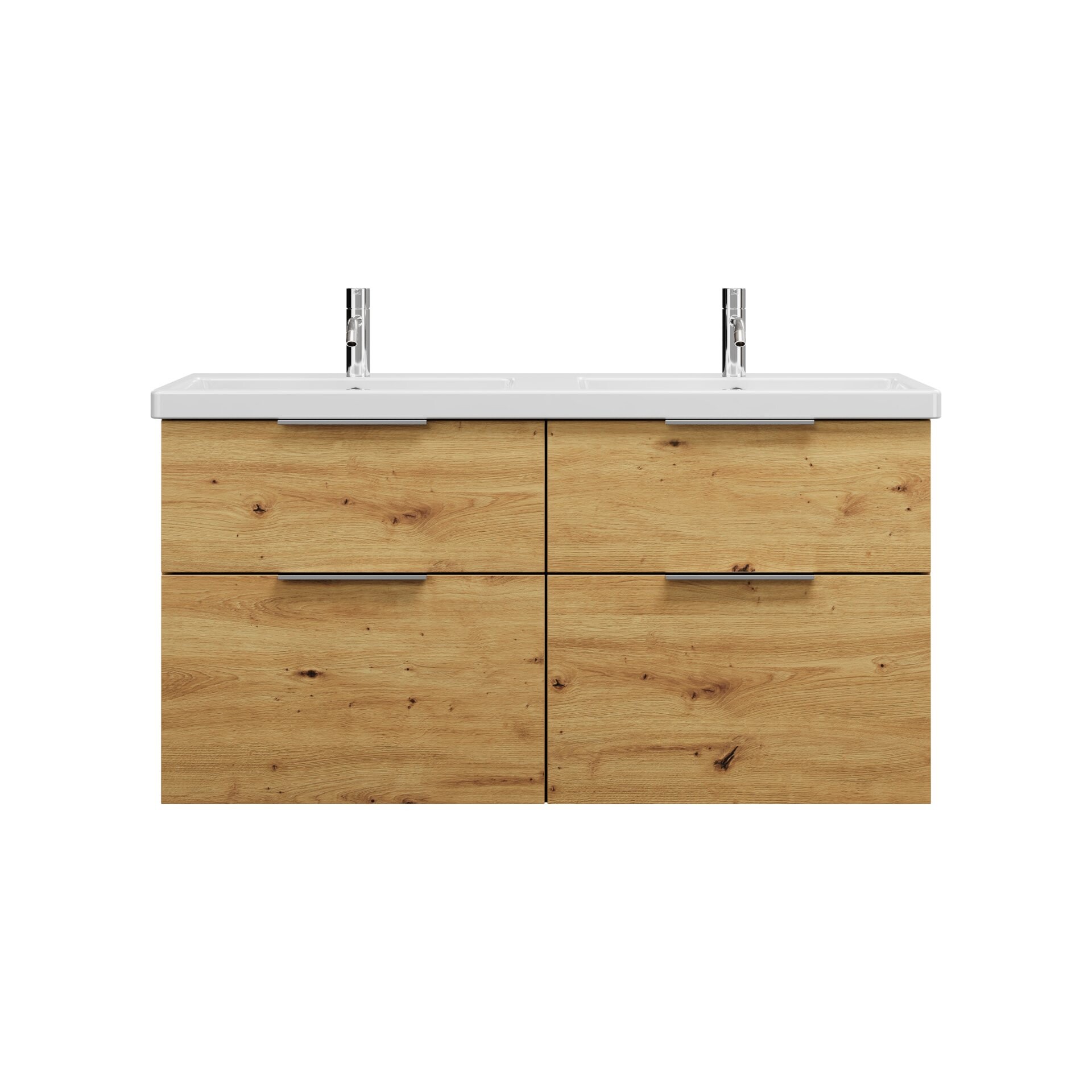 Burgbad EQIO Waschbecken mit Unterschrank 123 cm breit, Braun, Doppelwaschbecken Keramik Weiß, 4 Schubladen Burgbad EQIO Waschbecken mit Unterschrank 123 cm breit, Braun, Doppelwaschbecken Keramik Weiß, 4 Schubladen