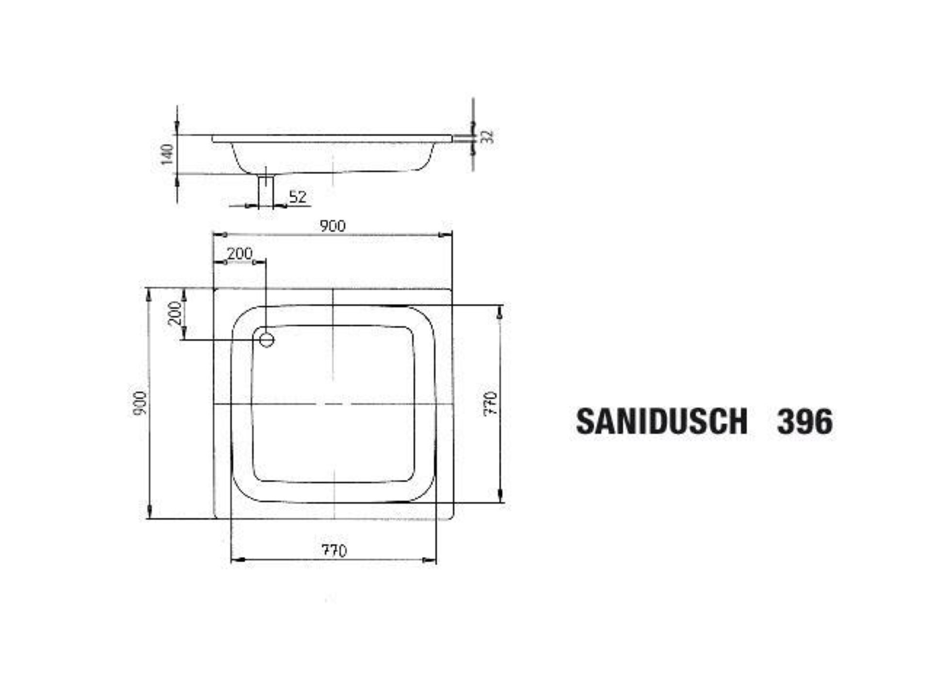 Kaldewei Duschwanne Sanidusch Mod.396,900x900x140